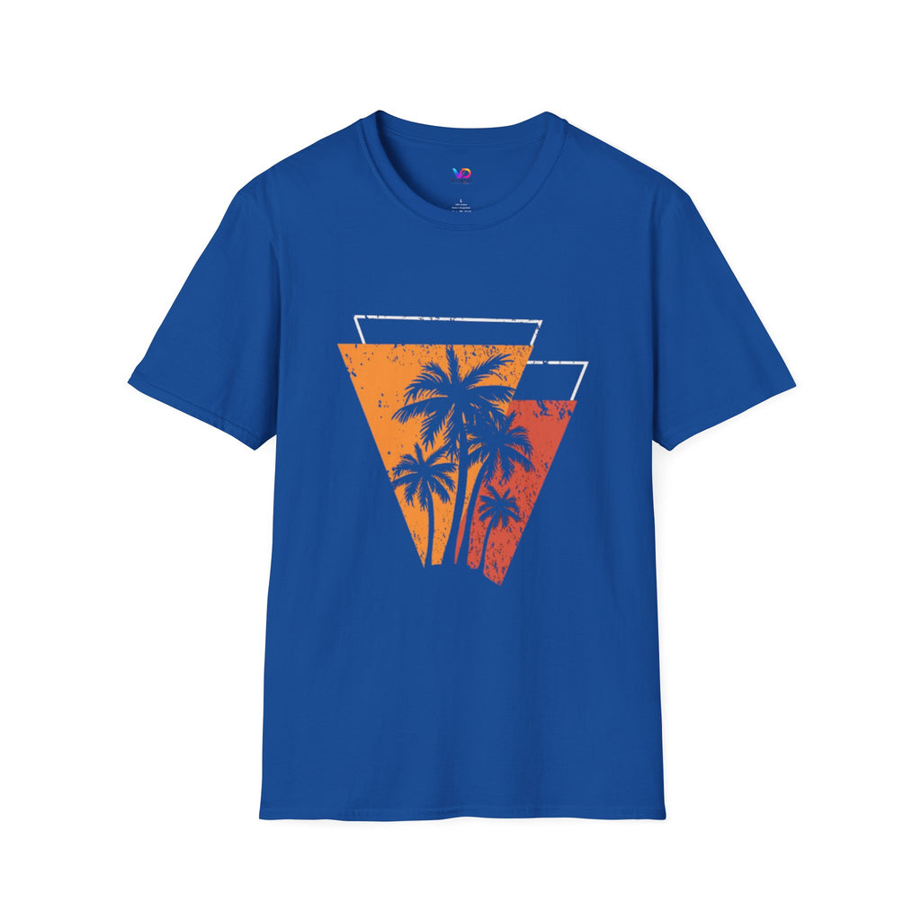 Vintage Palm Triangle T‑Shirt — Retro Sunset Beach Tee