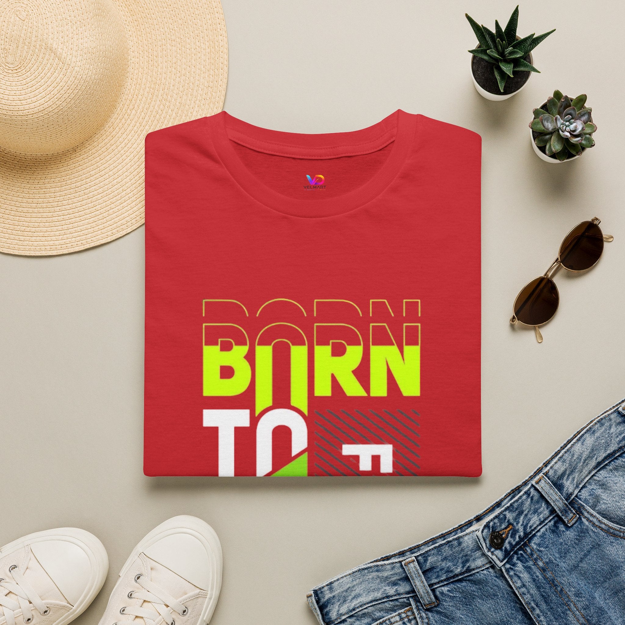 T-Shirt — Born To Be Free Neon Graphic Tee