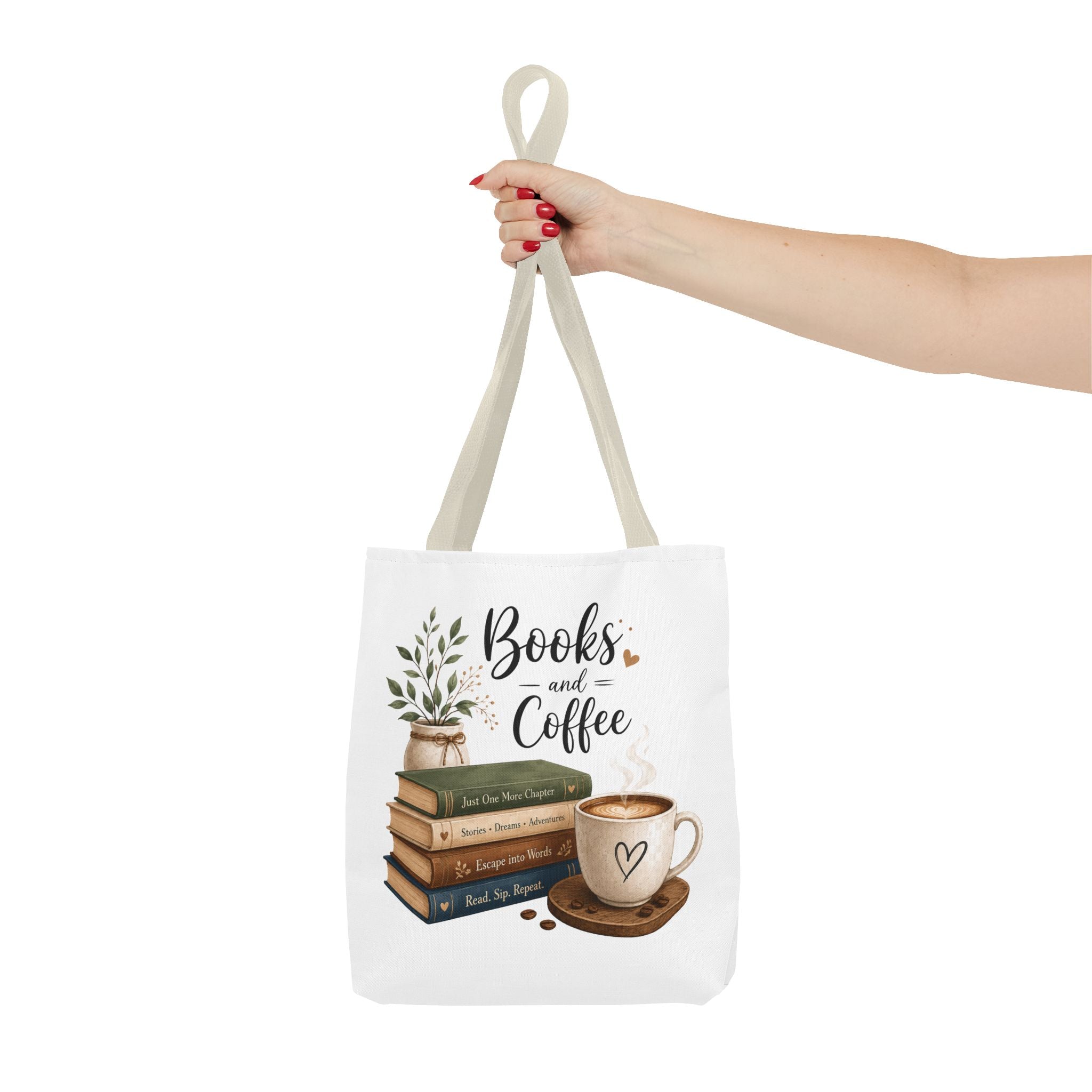 Books and Coffee Tote Bag — Book Lover Canvas Tote