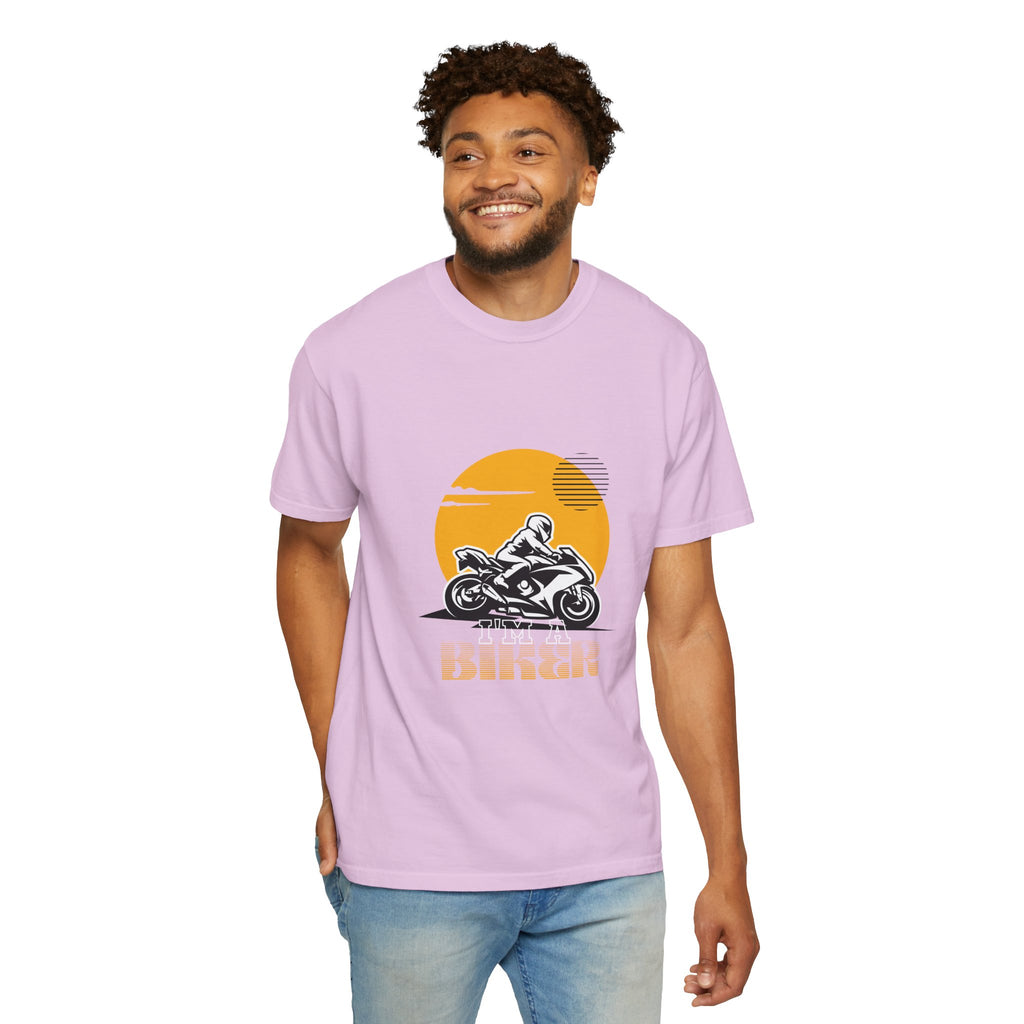Motorcycle Rider T-Shirt — Retro Sunset Biker Graphic