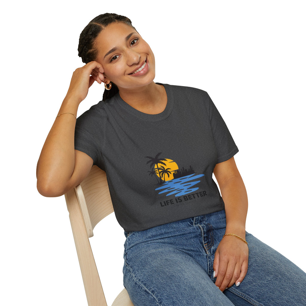 Sunset Beach T-Shirt — "Life Is Better" Palm Tree Graphic
