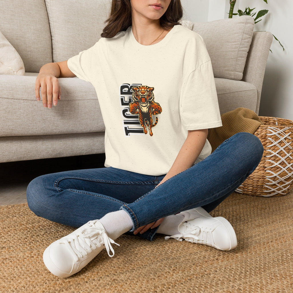 Tiger Graphic T-Shirt – Fierce Roaring Tiger Vertical Text Design