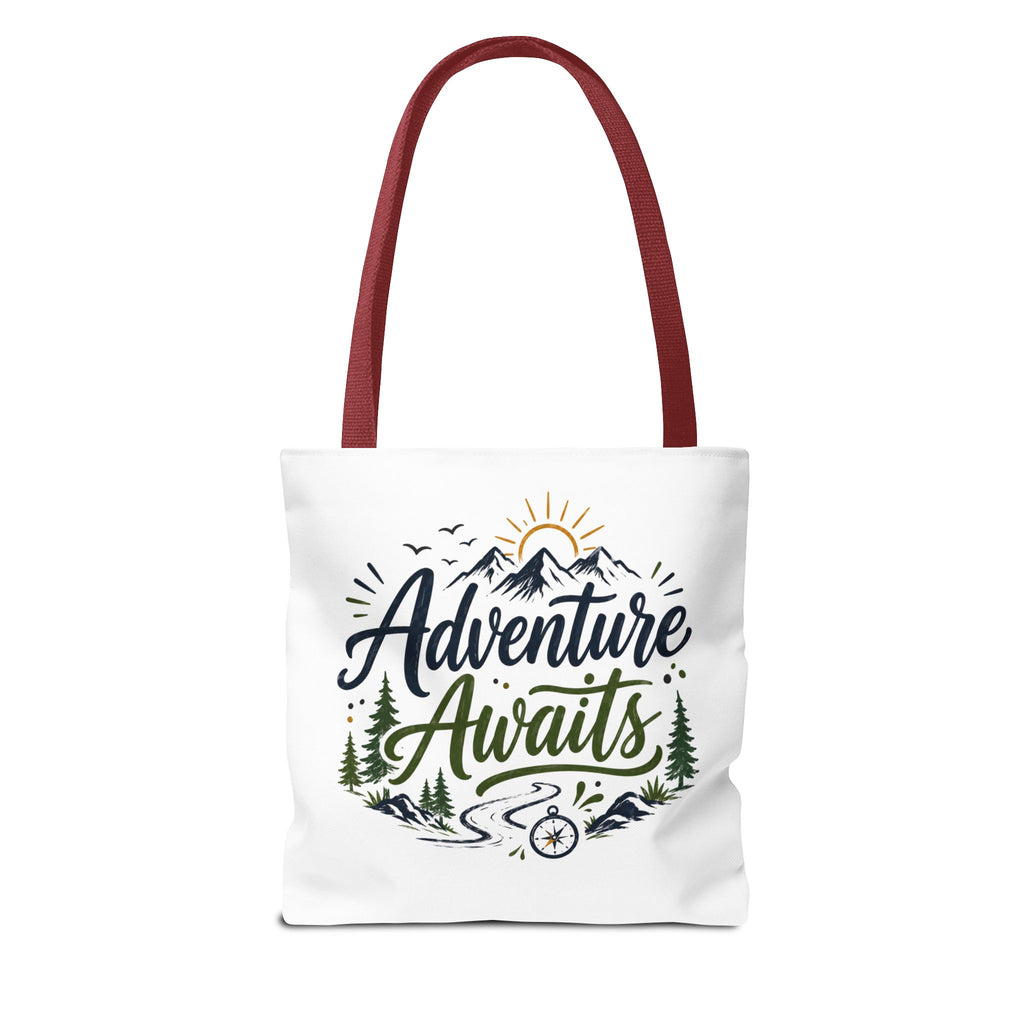 Adventure Awaits Tote Bag — Mountain Hiking Travel Canvas Tote