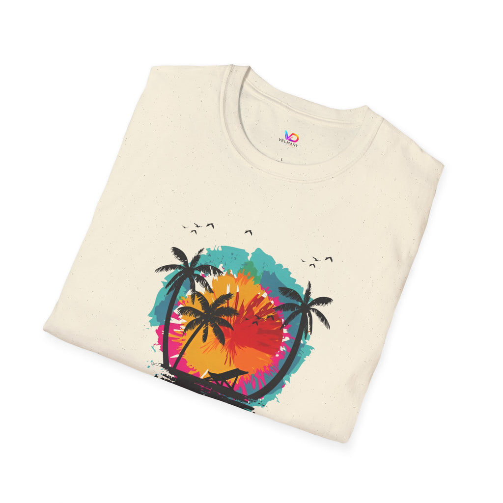Summer Vibes T-Shirt — "Enjoy the Summer" Tropical Palm Sunset Tee
