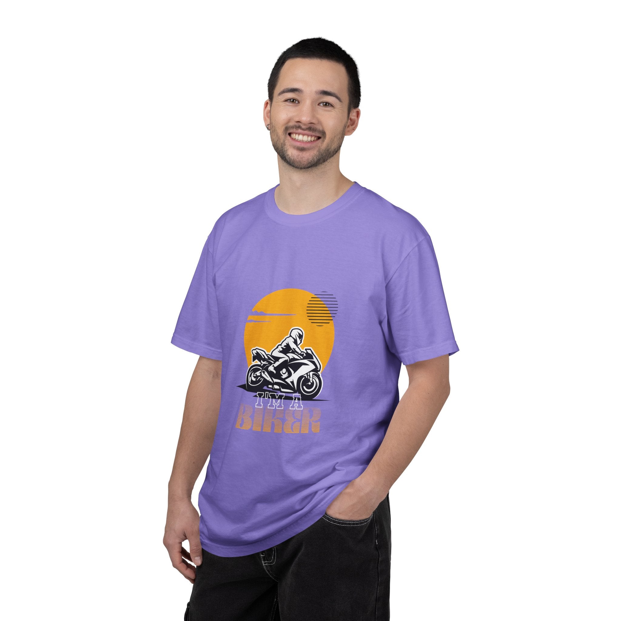 Motorcycle Rider T-Shirt — Retro Sunset Biker Graphic