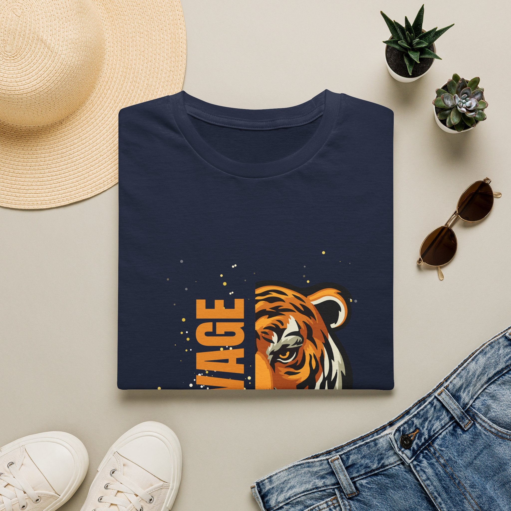 Savage Tiger Graphic T-Shirt — Bold Vintage Tiger Face Tee