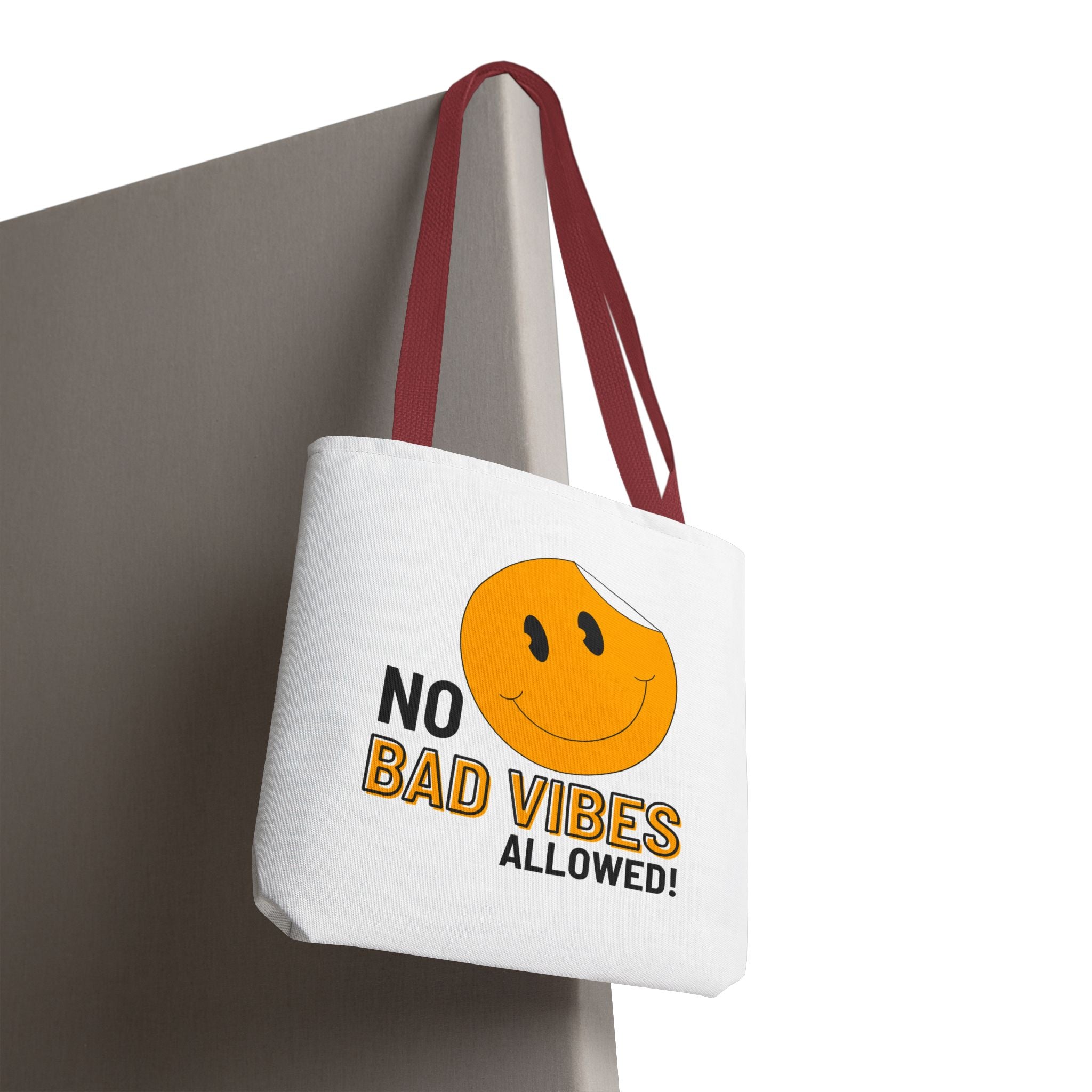 No Bad Vibes Tote Bag — Positive Smiley Reusable Beach & Grocery Bag