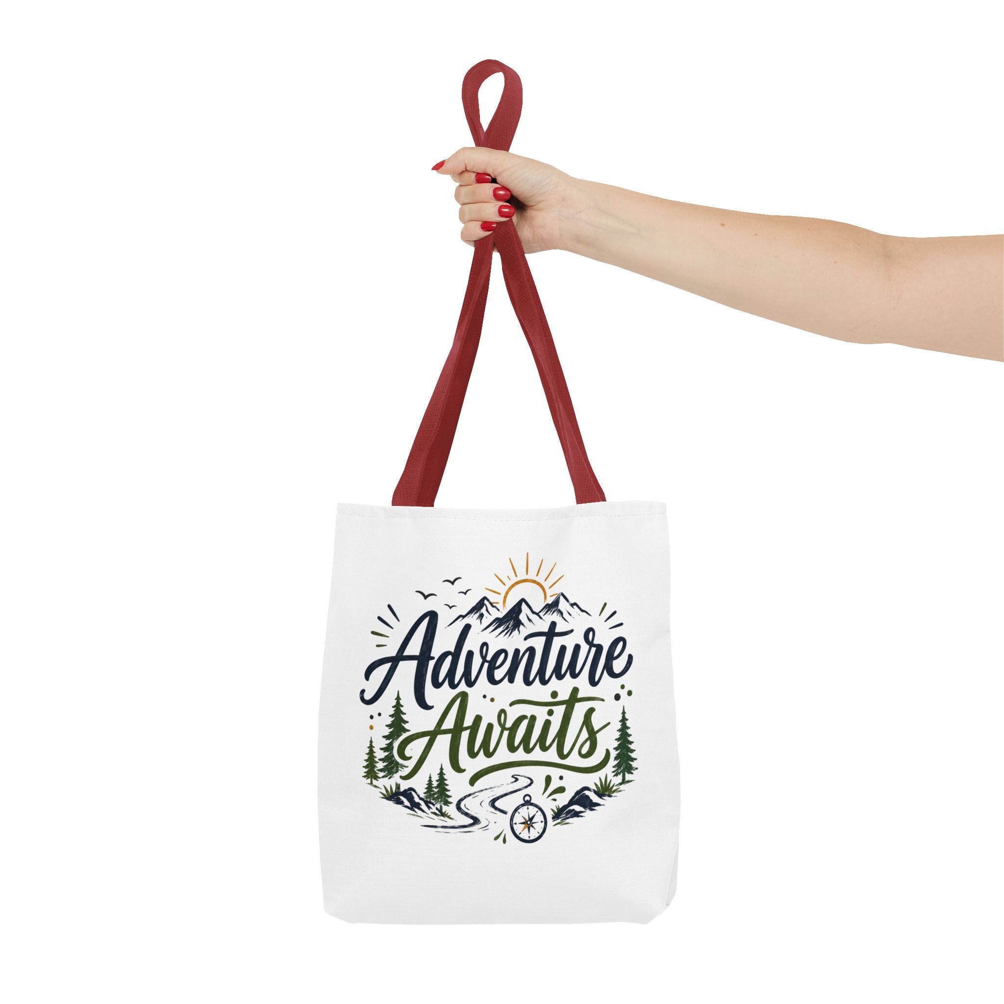 Adventure Awaits Tote Bag — Mountain Hiking Travel Canvas Tote