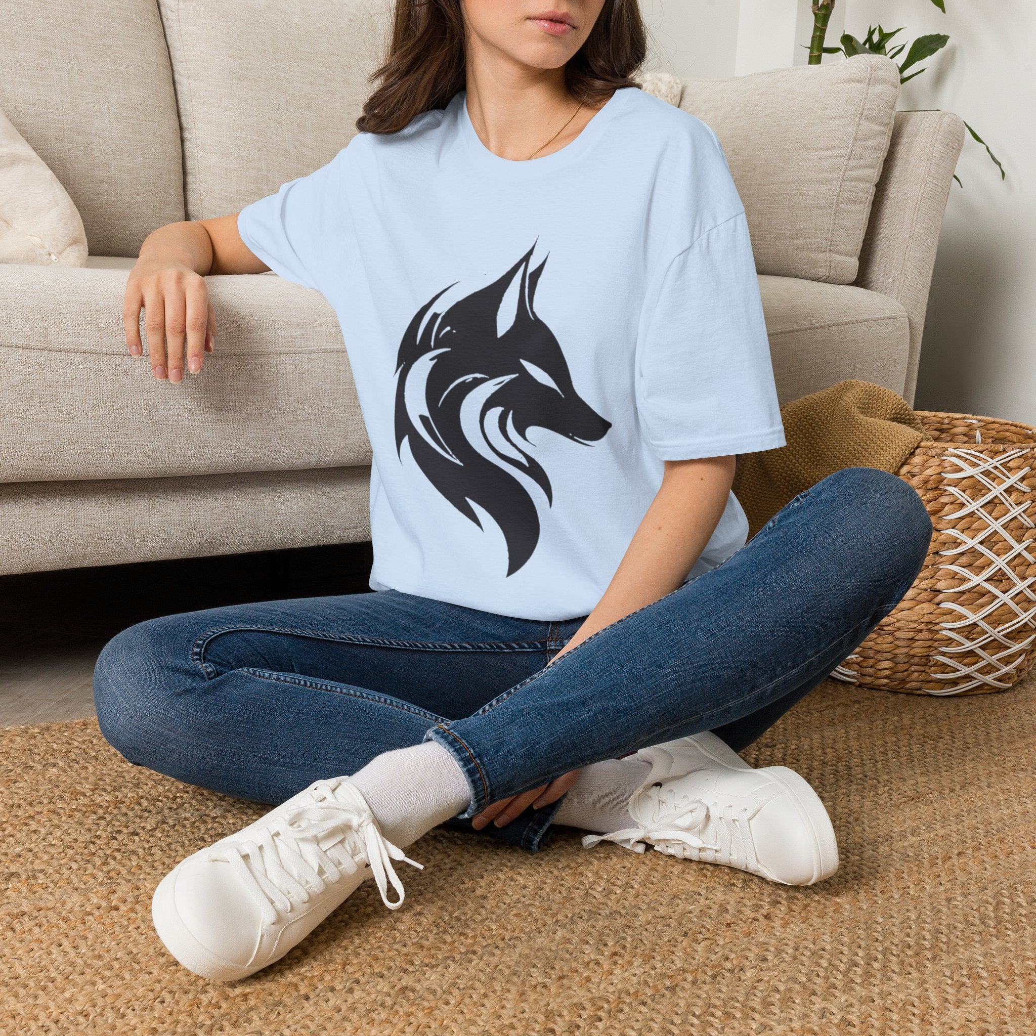 Wolf Silhouette T-Shirt — Tribal Black Wolf Graphic Tee