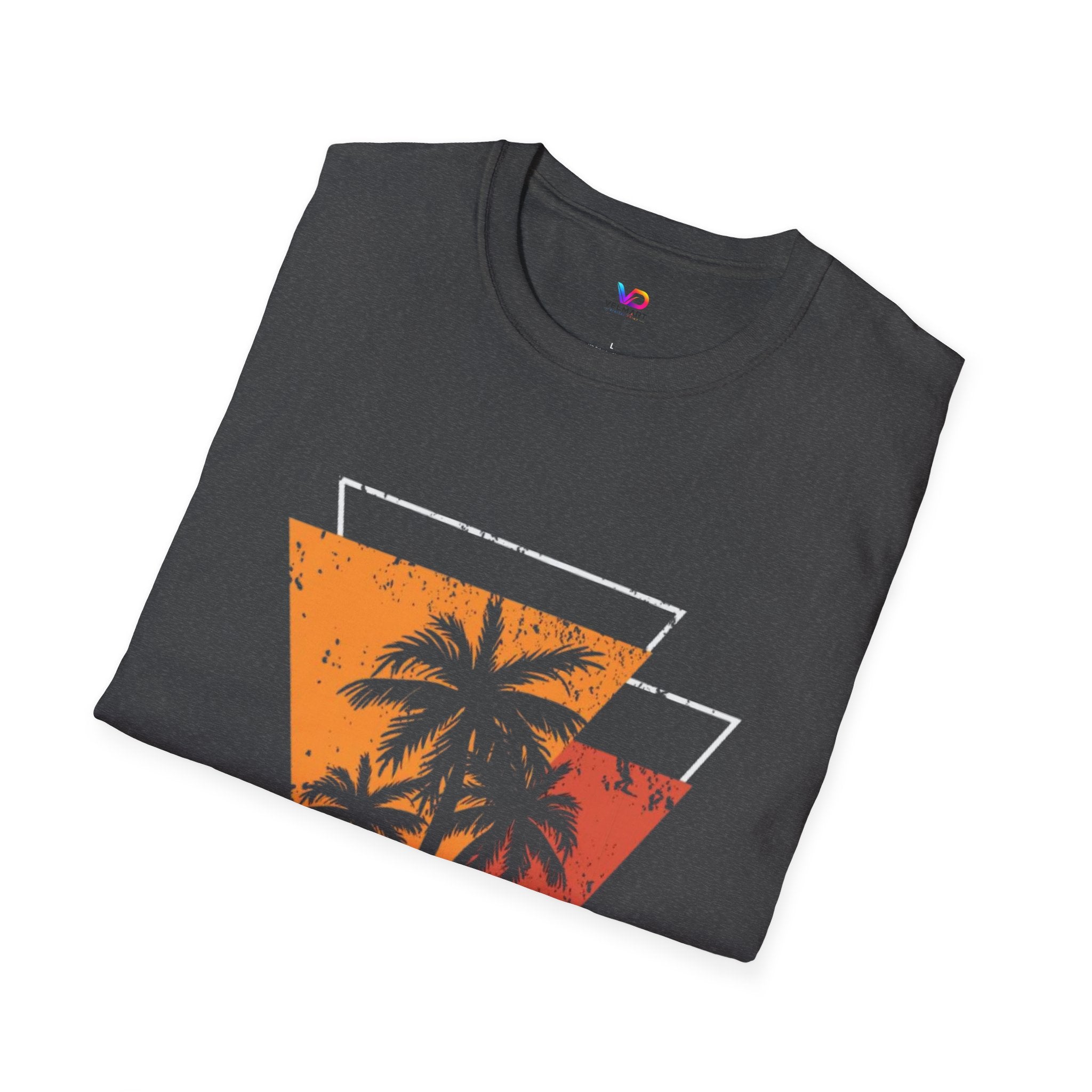 Vintage Palm Triangle T‑Shirt — Retro Sunset Beach Tee