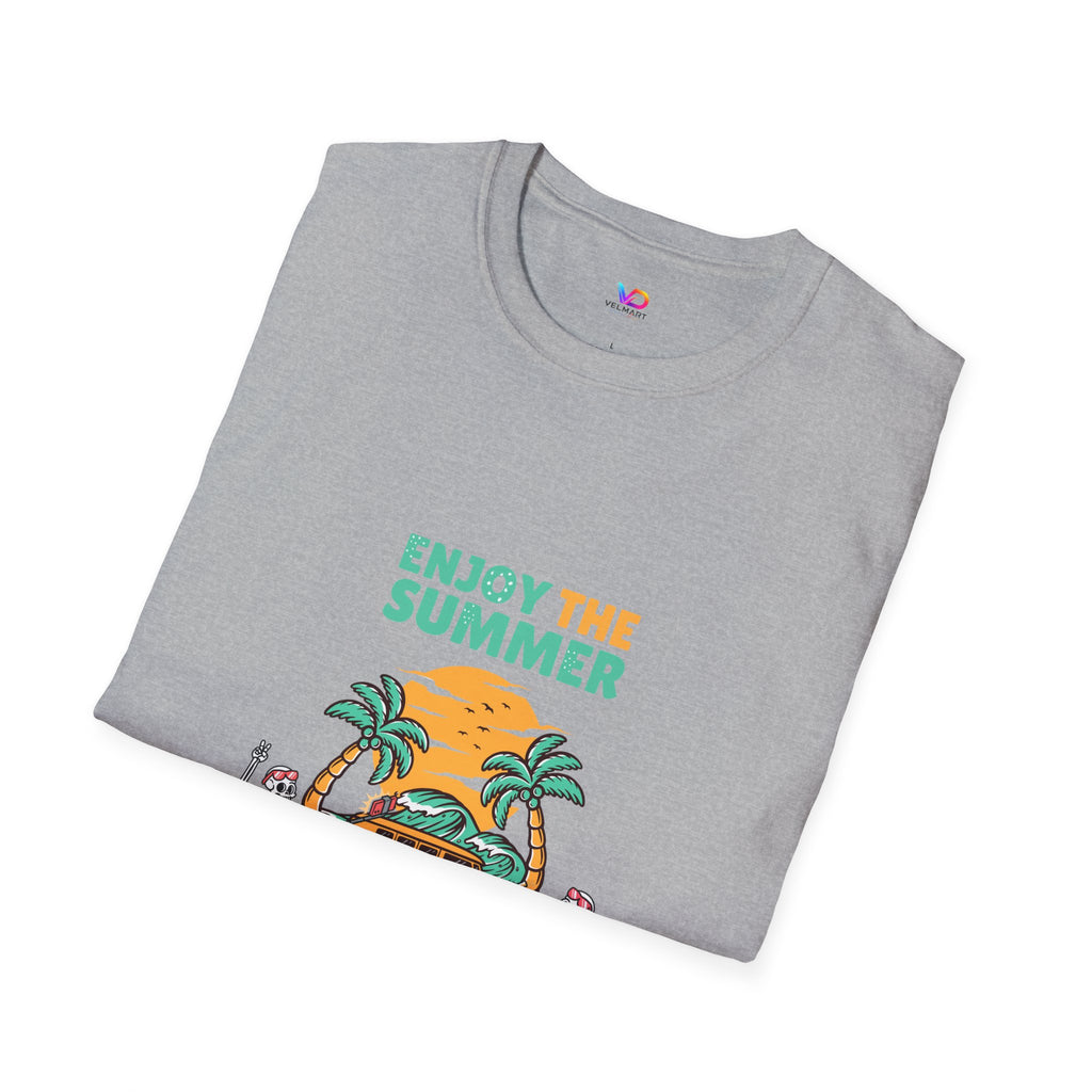 Summer Beach T-Shirt — "Enjoy The Summer" Palm Tree Surf Graphic