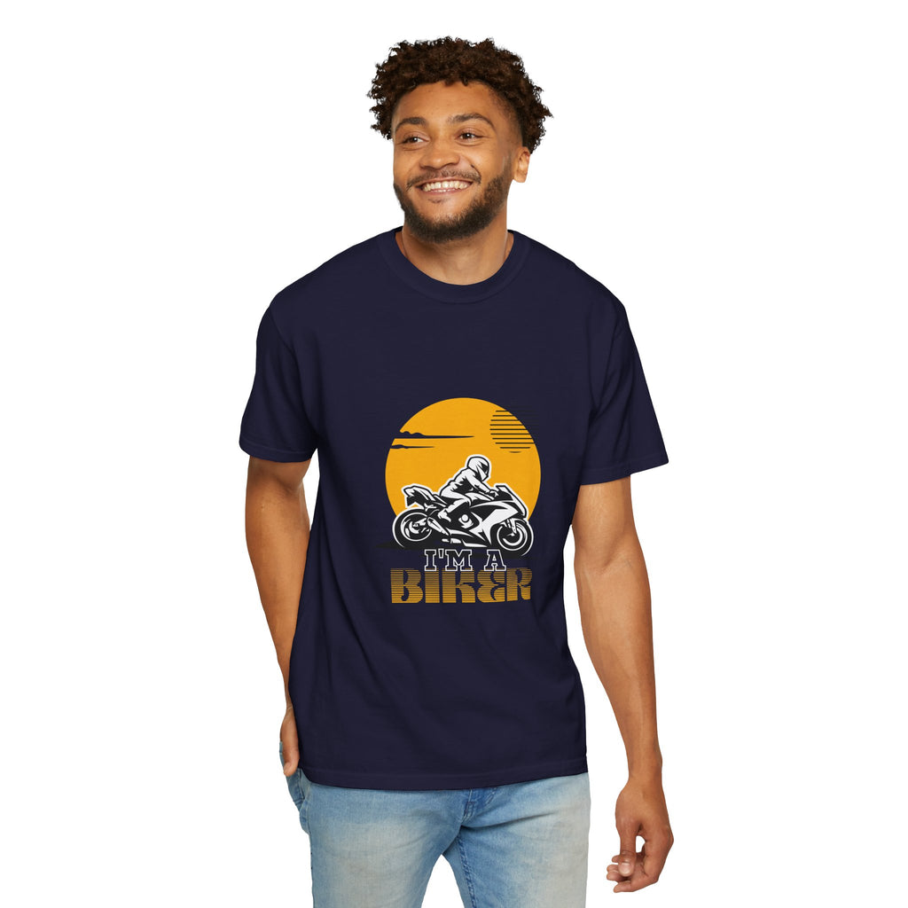 Motorcycle Rider T-Shirt — Retro Sunset Biker Graphic