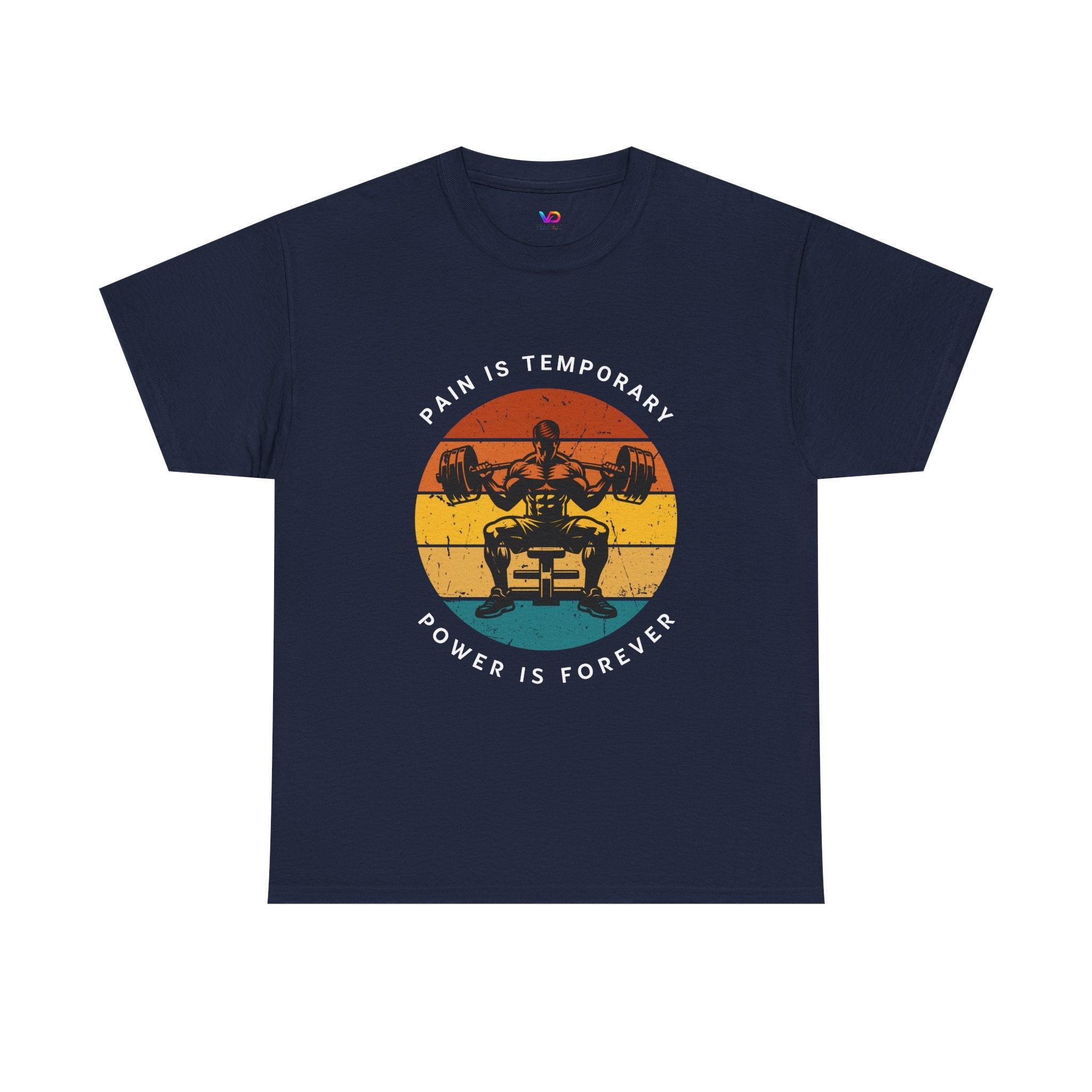 Workout Tee – "Pain Is Temporary, Power Is Forever" Retro Weightlifting T‑Shirt