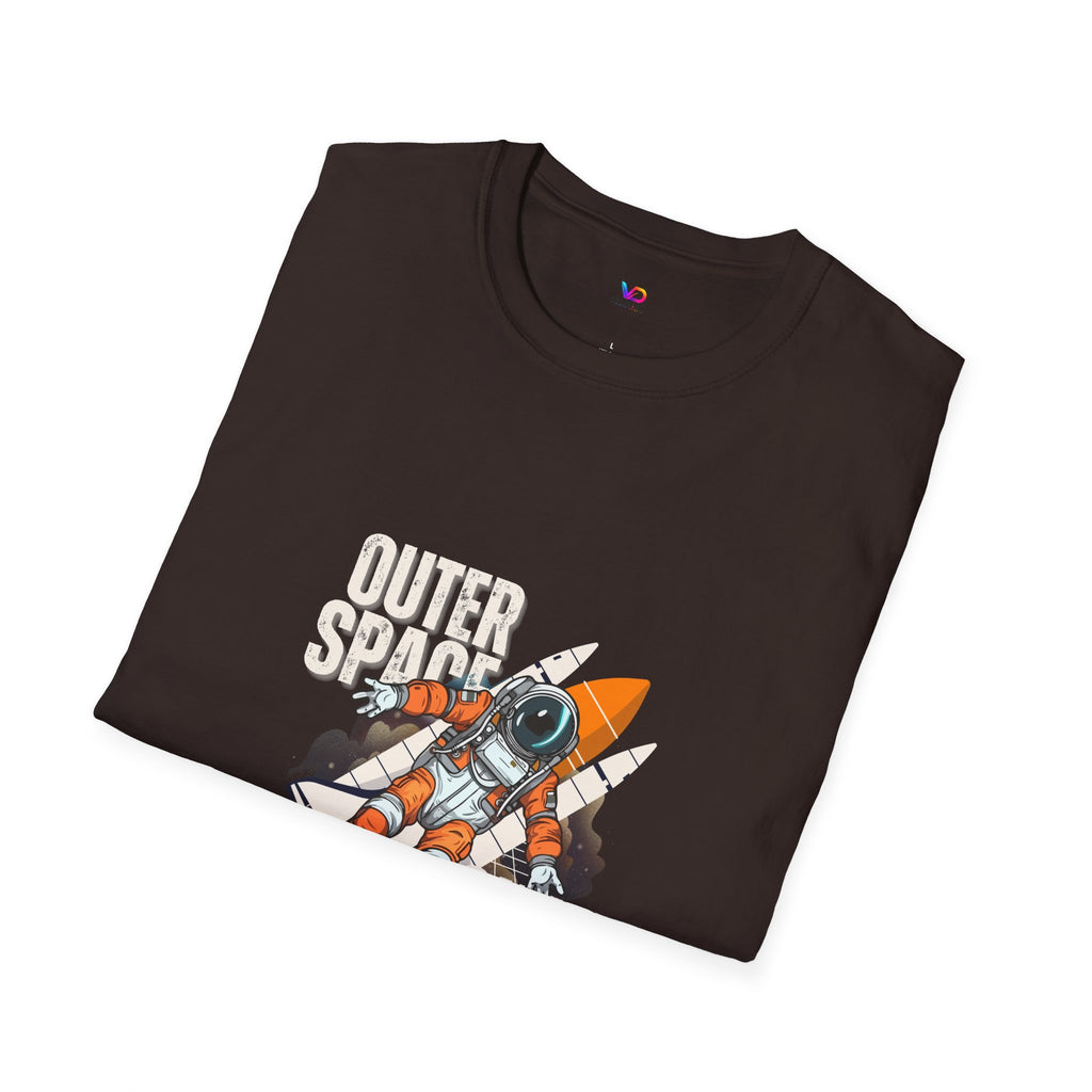 Outer Space Rocket Astronaut Tee — Retro Orange Space Shuttle T-Shirt