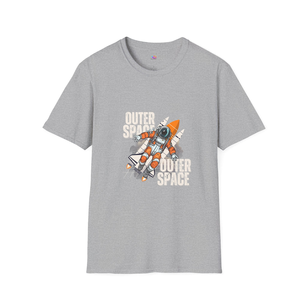 Outer Space Rocket Astronaut Tee — Retro Orange Space Shuttle T-Shirt