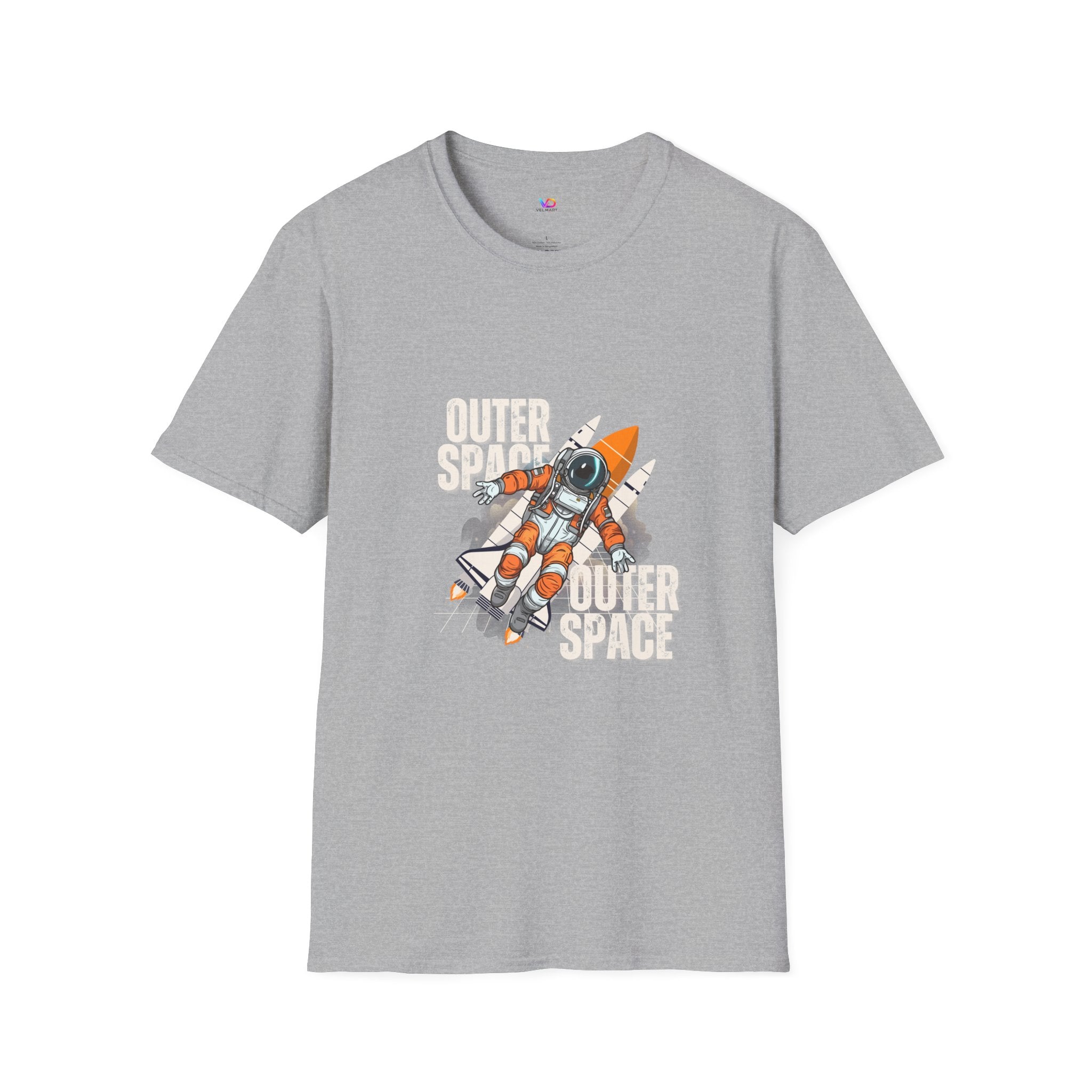 Outer Space Rocket Astronaut Tee — Retro Orange Space Shuttle T-Shirt
