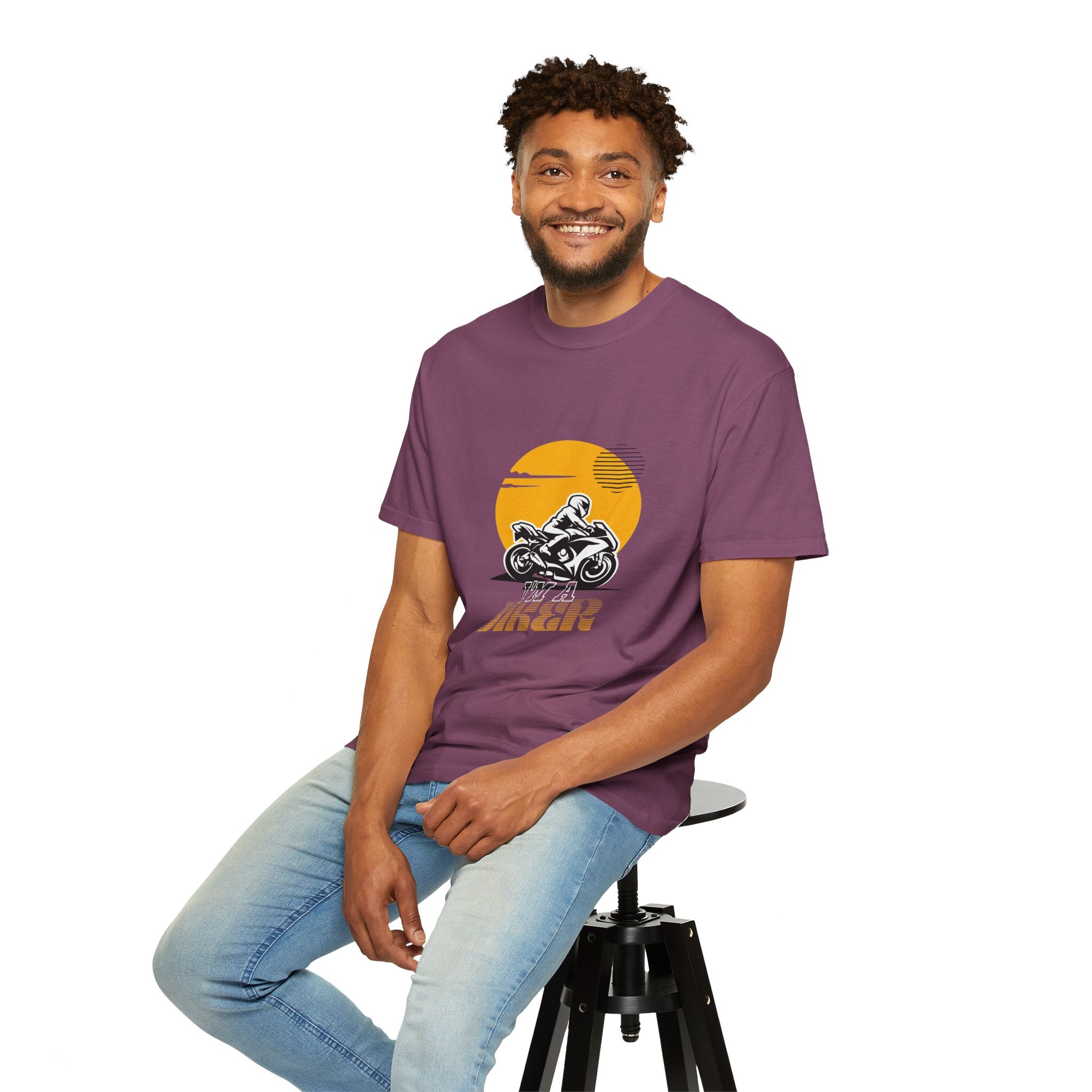 Motorcycle Rider T-Shirt — Retro Sunset Biker Graphic