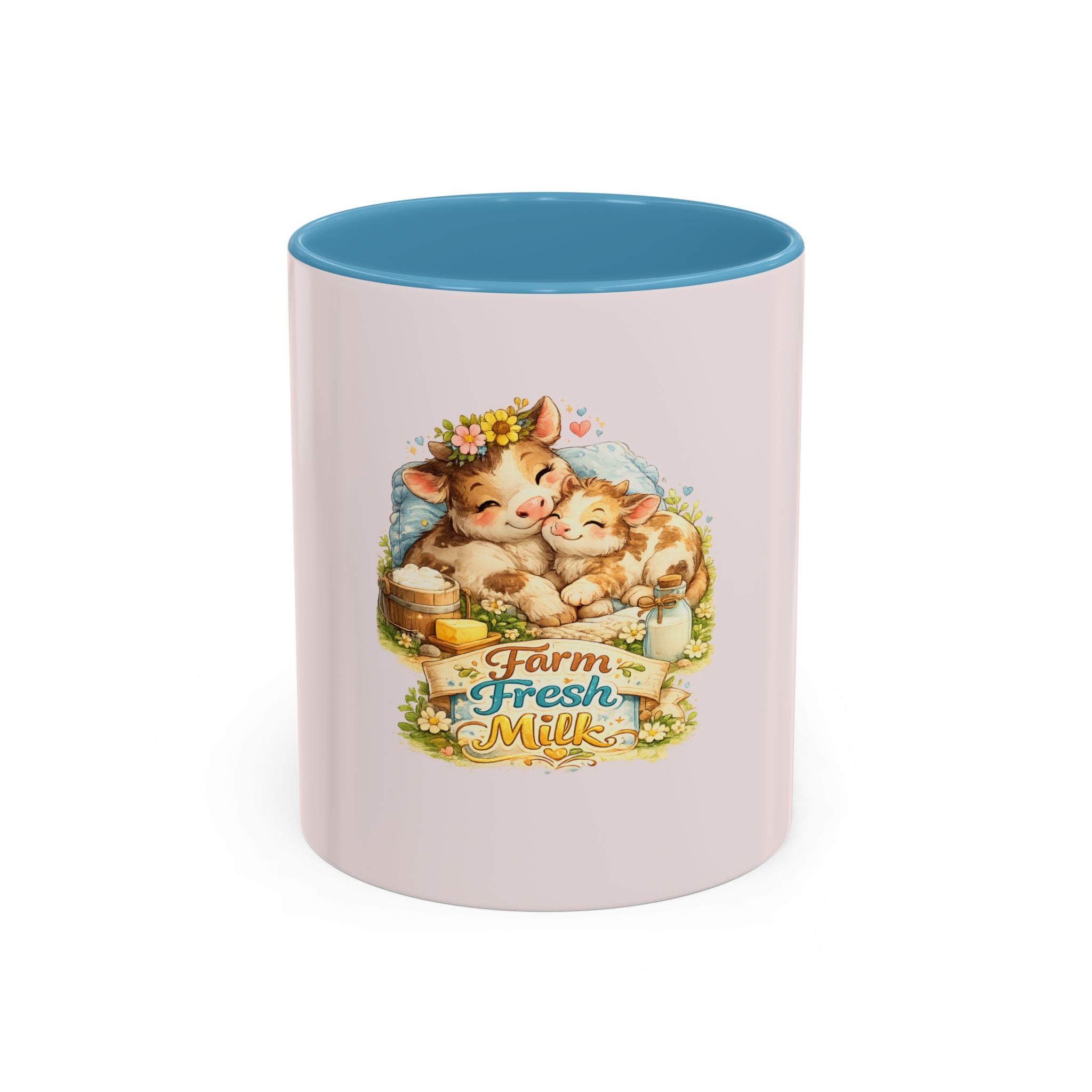 Farm Fresh Milk Coffee Mug — Cute Vintage Kittens Illustration (Accent 11/15oz)