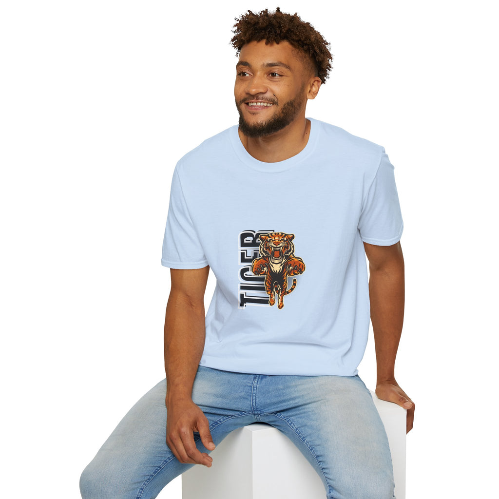 Tiger Graphic T-Shirt – Fierce Roaring Tiger Vertical Text Design