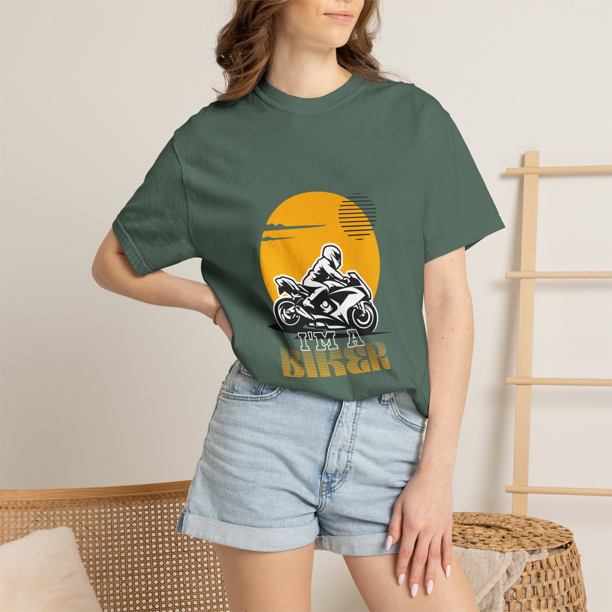 Motorcycle Rider T-Shirt — Retro Sunset Biker Graphic