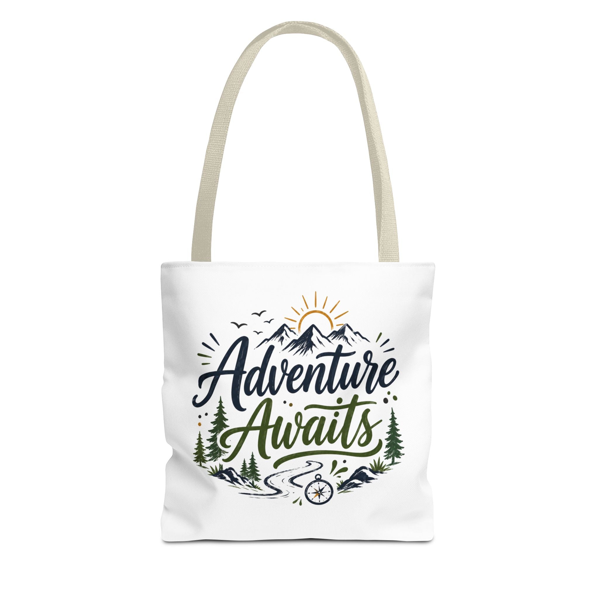 Adventure Awaits Tote Bag — Mountain Hiking Travel Canvas Tote