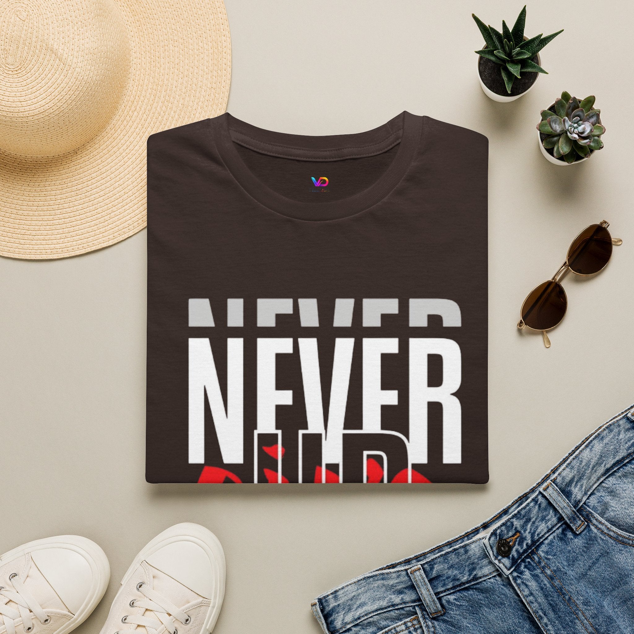 Never Give Up T-Shirt — Motivational Graphic Tee (Stay Focused)
