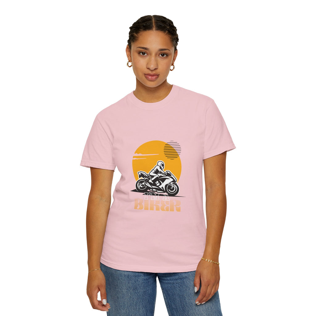 Motorcycle Rider T-Shirt — Retro Sunset Biker Graphic