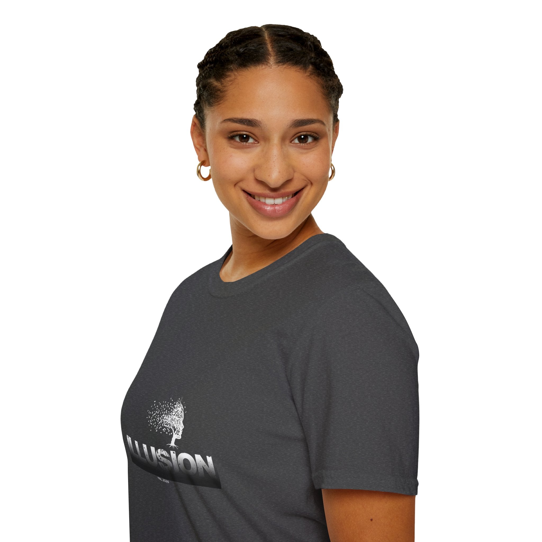Illusion Tree Graphic T-Shirt — Surreal 'ILLUSION' Typography Tee