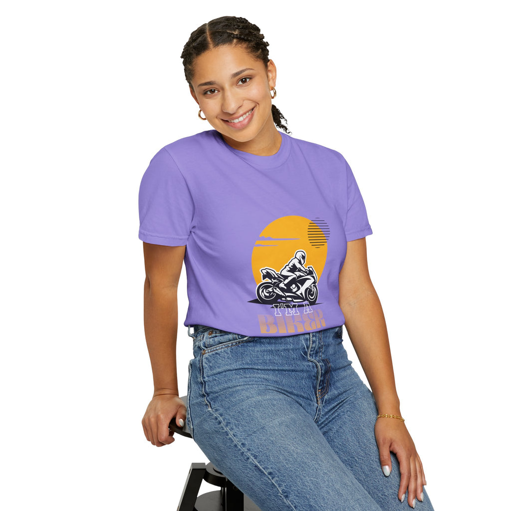 Motorcycle Rider T-Shirt — Retro Sunset Biker Graphic