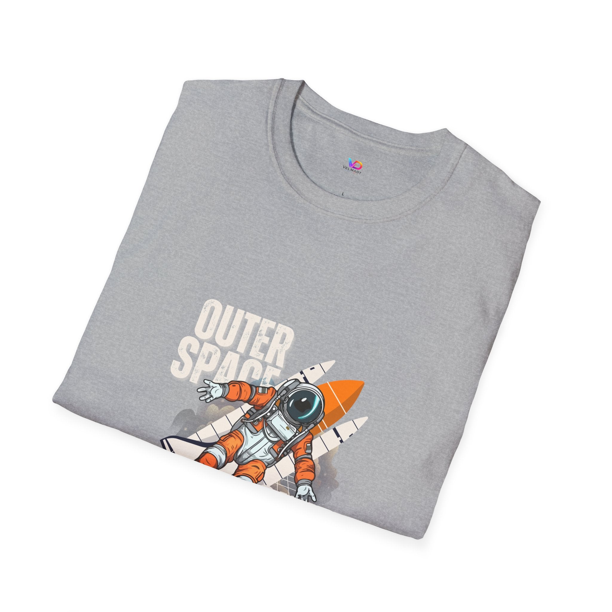Outer Space Rocket Astronaut Tee — Retro Orange Space Shuttle T-Shirt