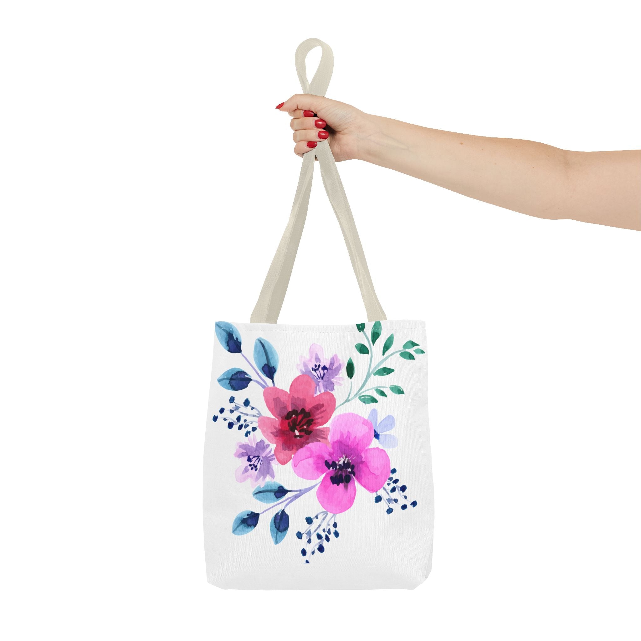 Floral Watercolor Tote Bag — Pink Blossoms All-Over Print