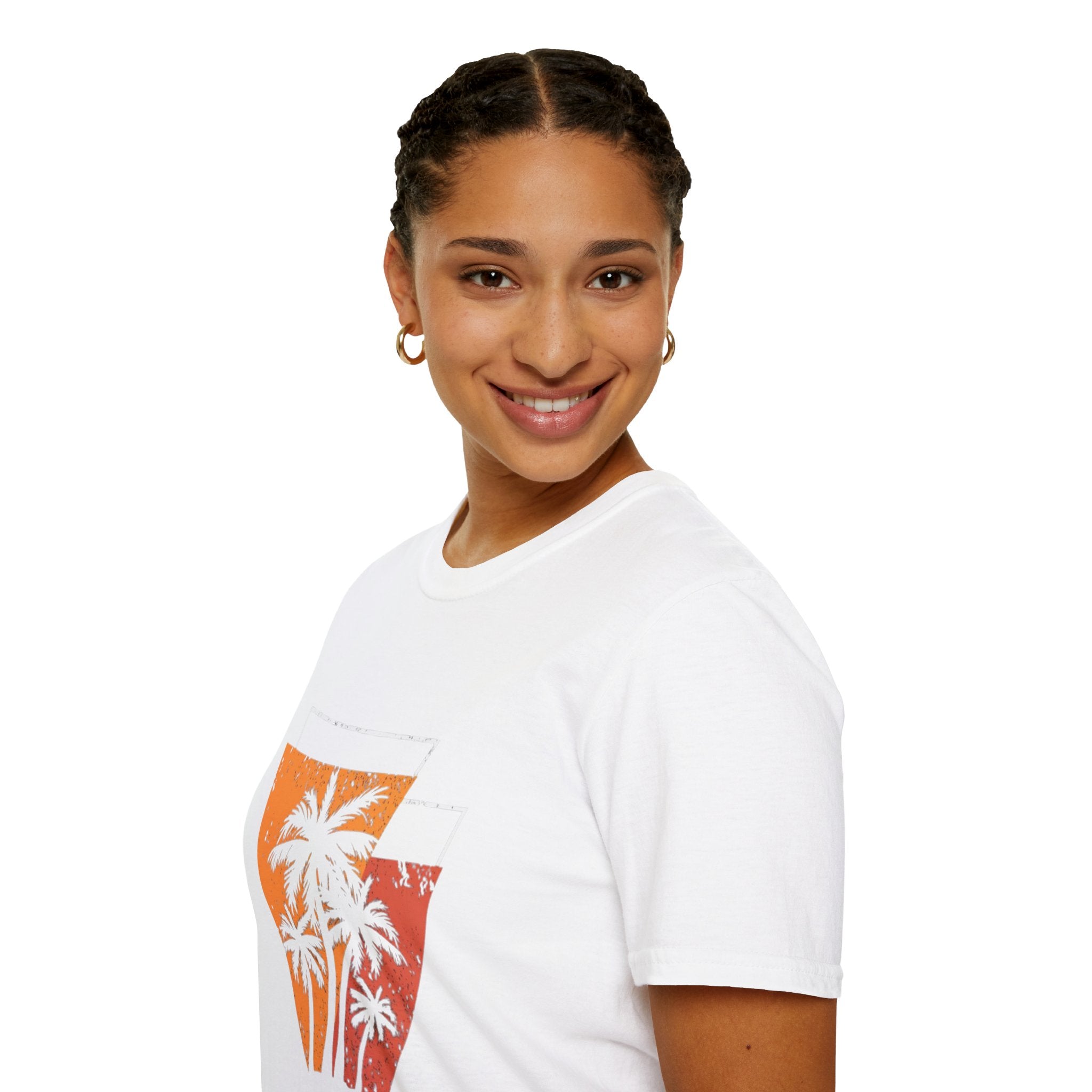 Vintage Palm Triangle T‑Shirt — Retro Sunset Beach Tee