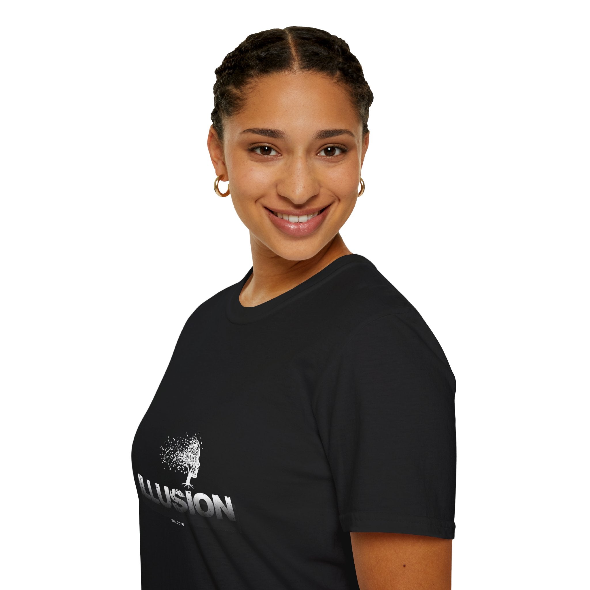 Illusion Tree Graphic T-Shirt — Surreal 'ILLUSION' Typography Tee