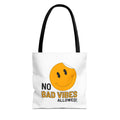 No Bad Vibes Tote Bag — Positive Smiley Reusable Beach & Grocery Bag