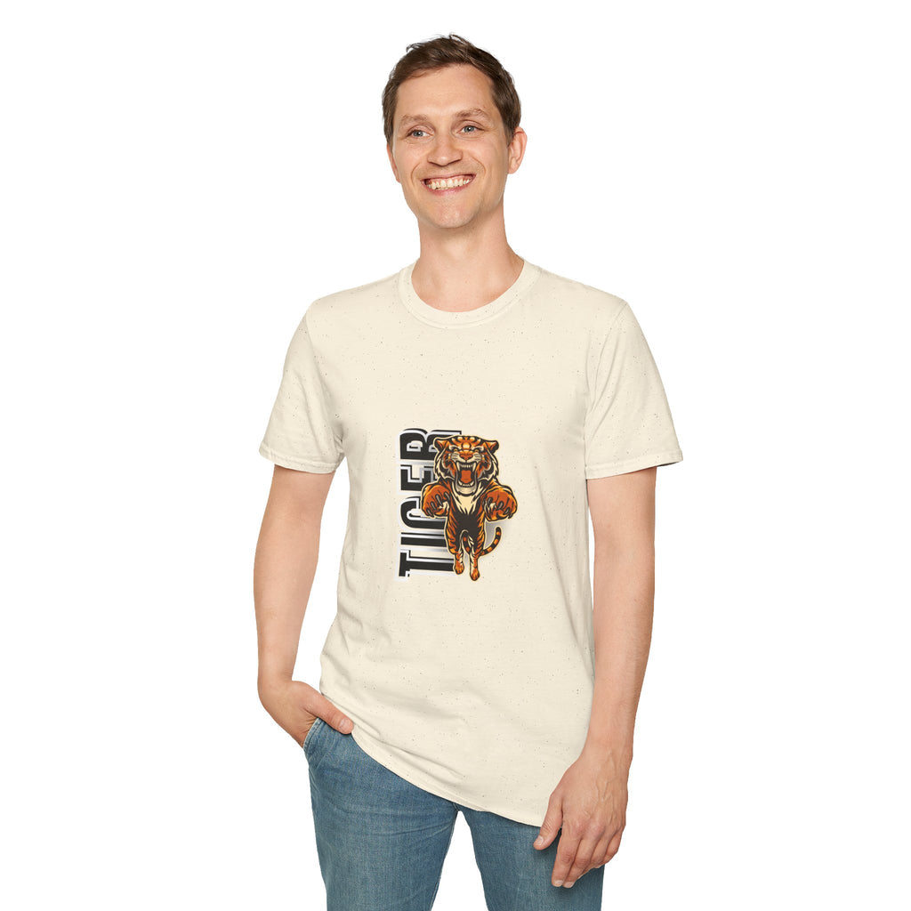 Tiger Graphic T-Shirt – Fierce Roaring Tiger Vertical Text Design