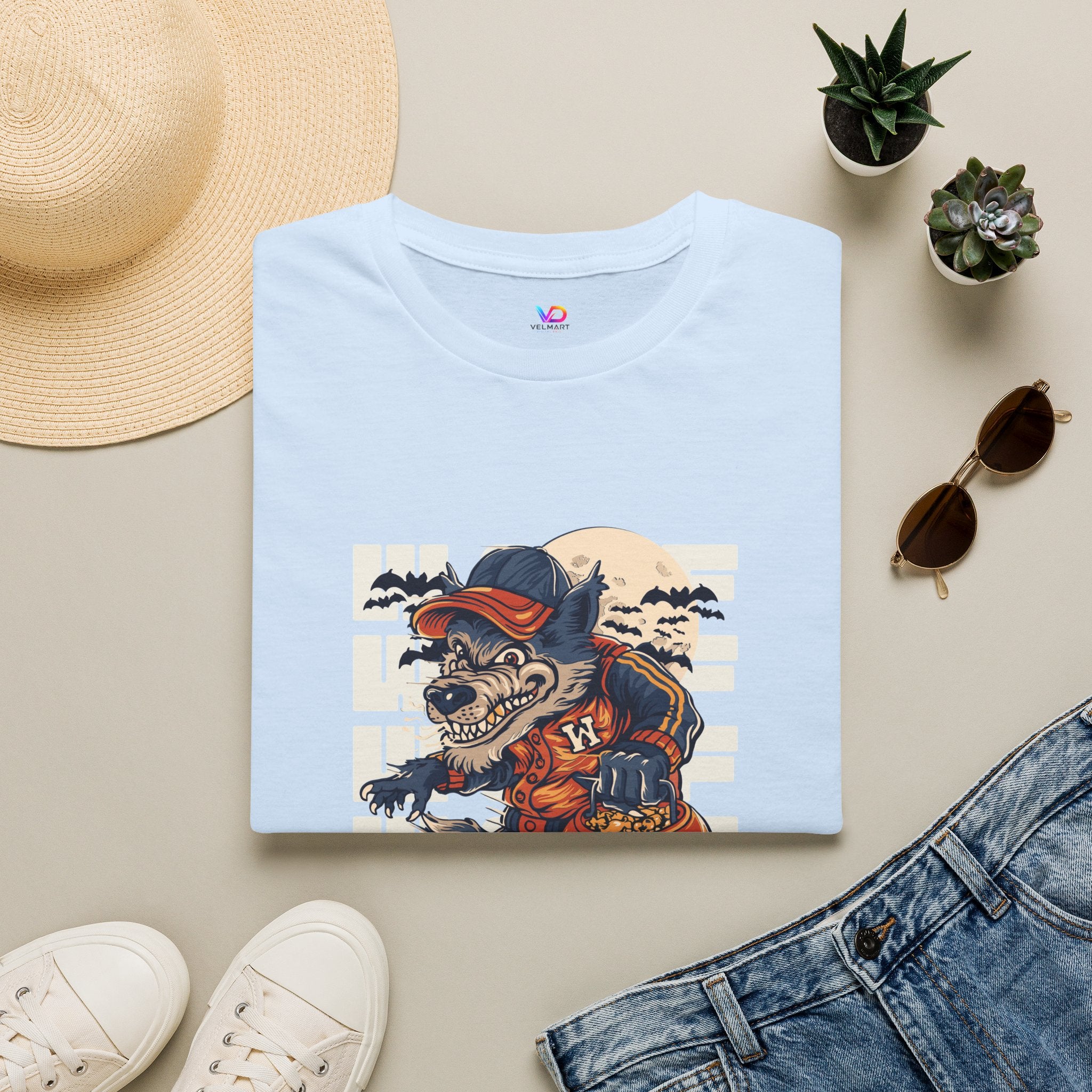 Halloween Skateboarder Skeleton T-Shirt — Spooky Pumpkin & Bats Graphic Tee