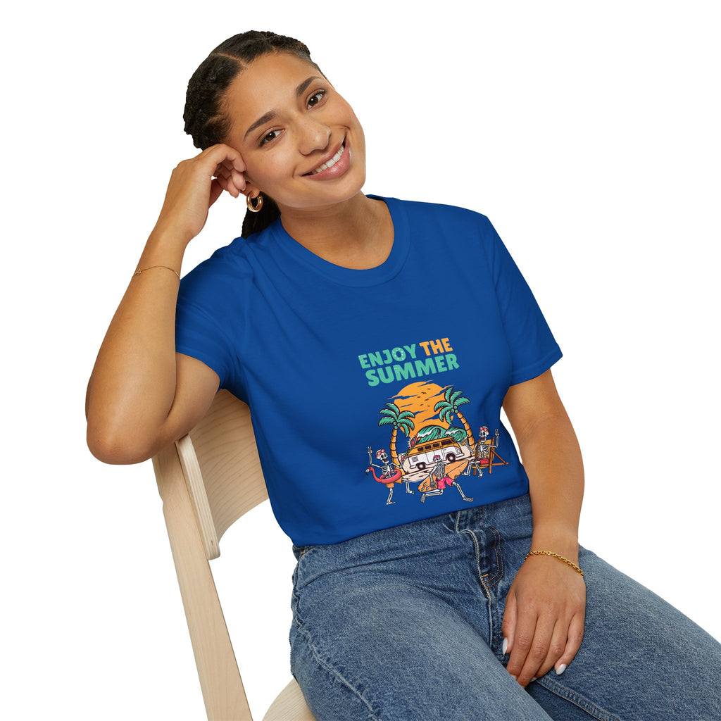 Summer Beach T-Shirt — "Enjoy The Summer" Palm Tree Surf Graphic
