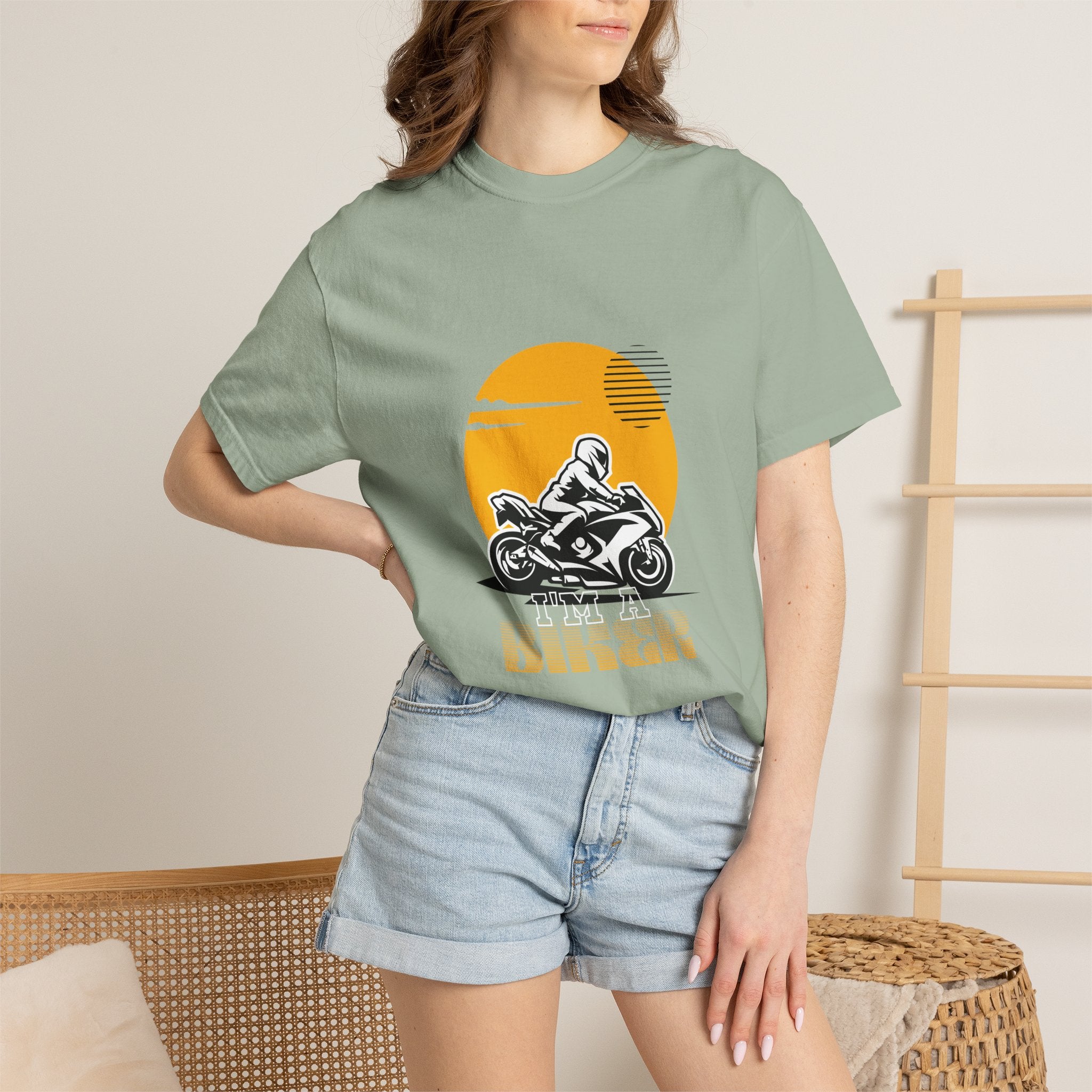 Motorcycle Rider T-Shirt — Retro Sunset Biker Graphic