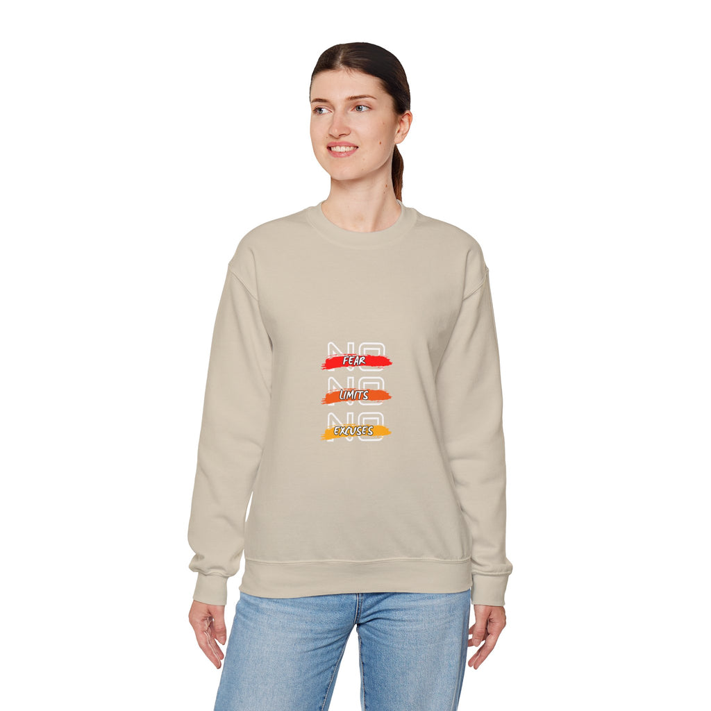No Fear No Limits No Doubt Crewneck Sweatshirt — Motivational Graphic Pullover