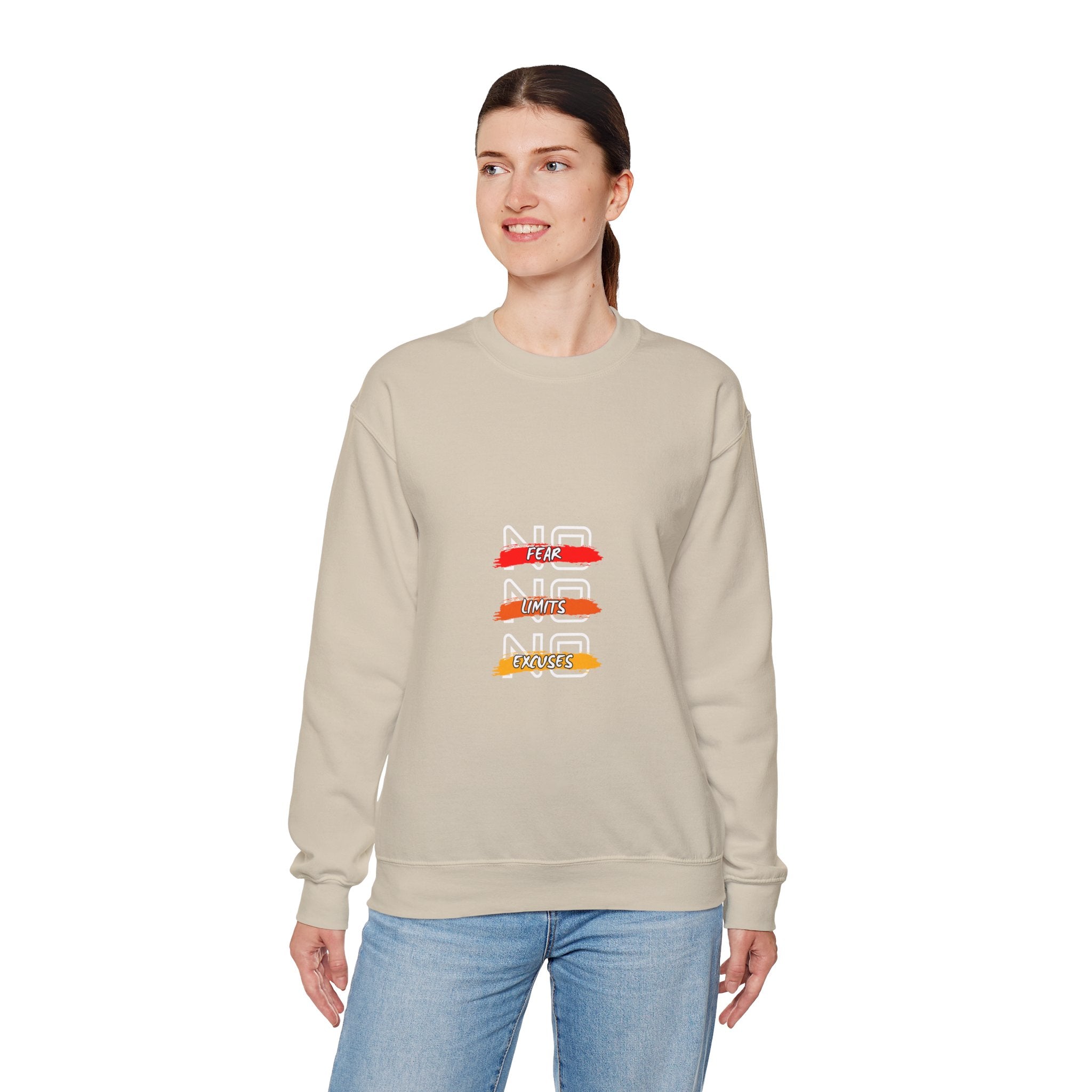 No Fear No Limits No Doubt Crewneck Sweatshirt — Motivational Graphic Pullover