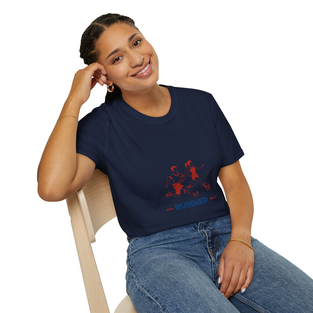 Runner Graphic Tee — Retro Couple Jogging Design
