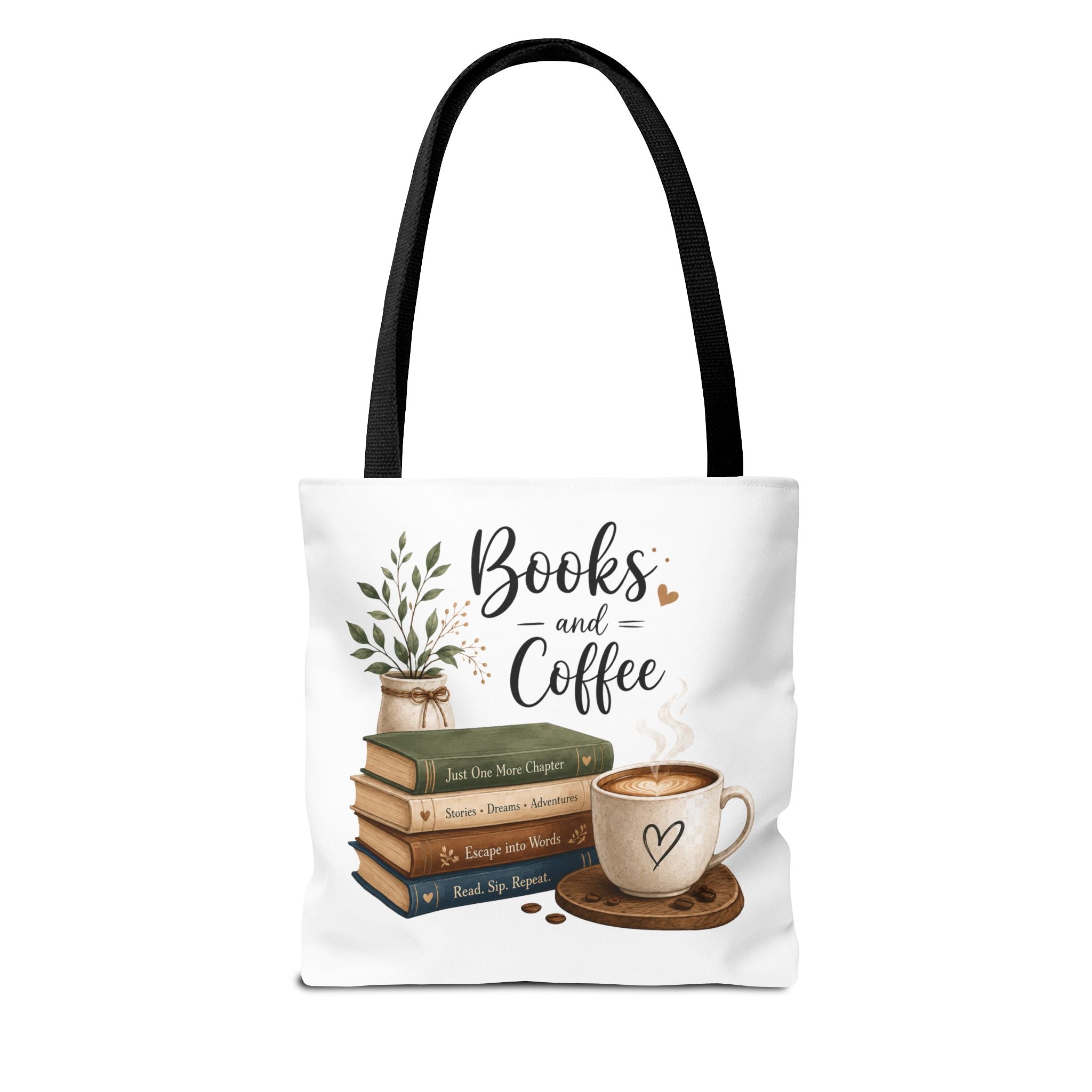 Books and Coffee Tote Bag — Book Lover Canvas Tote