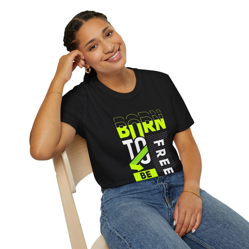 T-Shirt — Born To Be Free Neon Graphic Tee