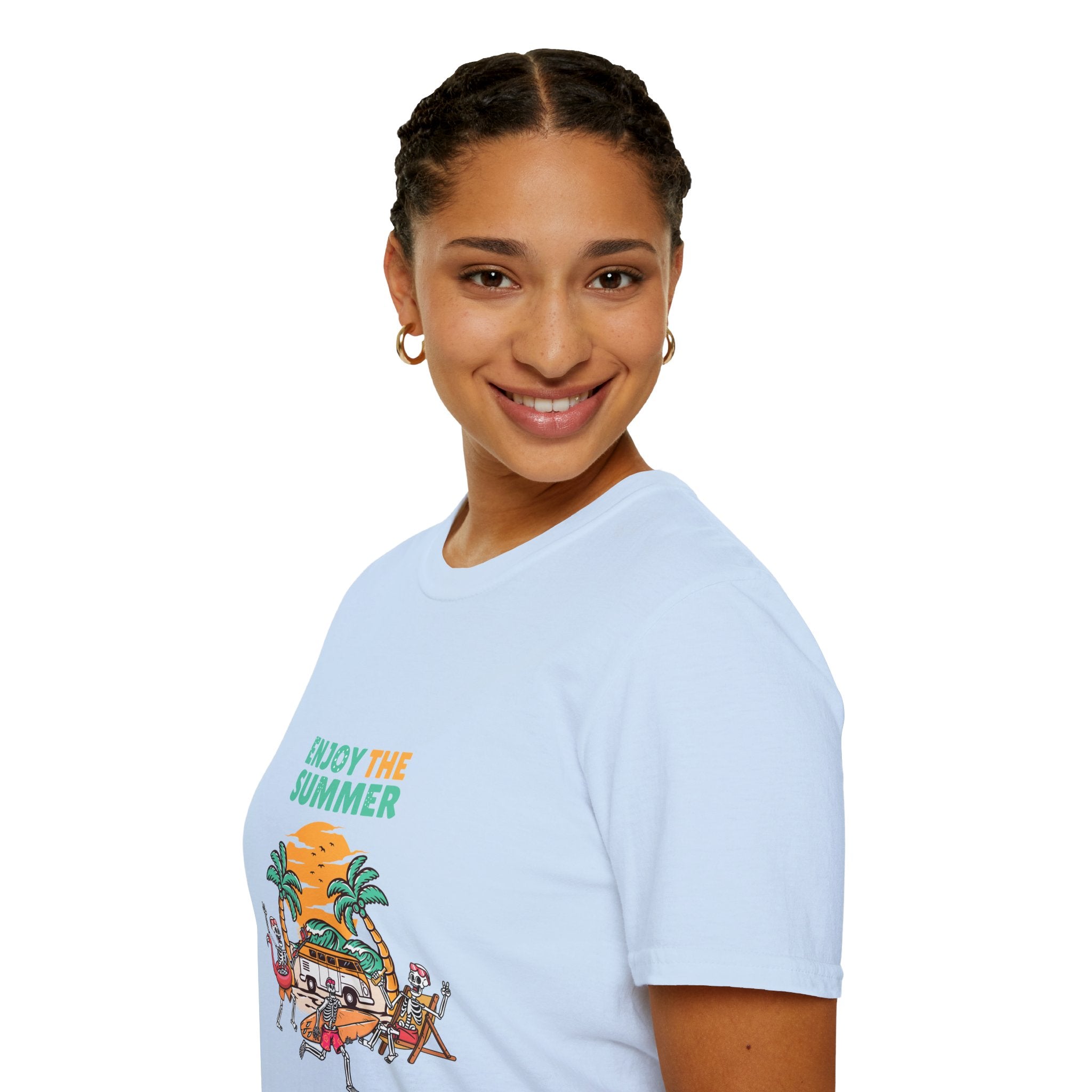 Summer Beach T-Shirt — "Enjoy The Summer" Palm Tree Surf Graphic