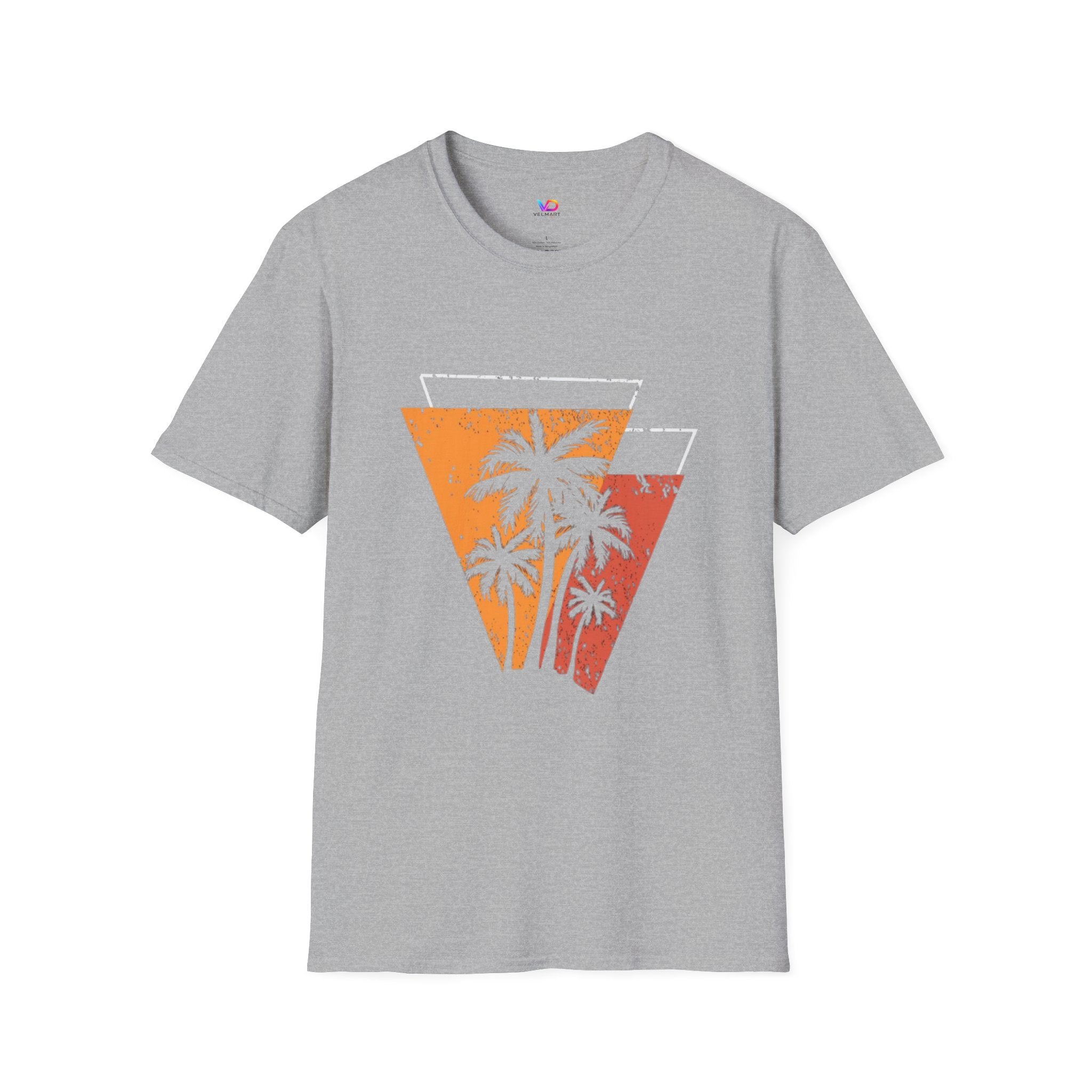 Vintage Palm Triangle T‑Shirt — Retro Sunset Beach Tee