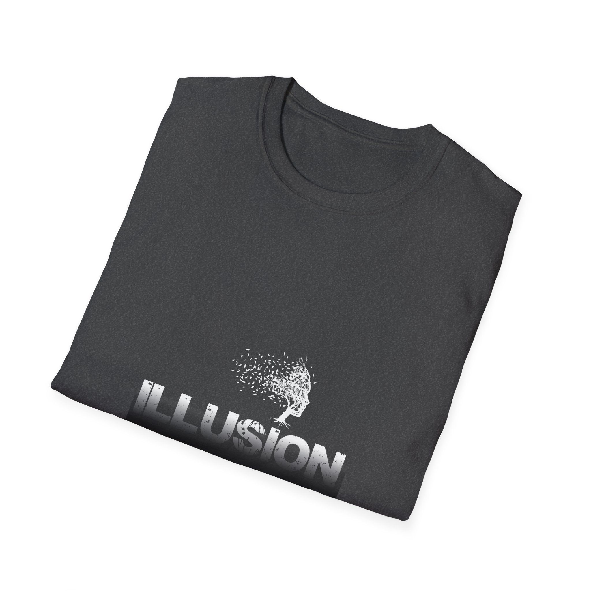 Illusion Tree Graphic T-Shirt — Surreal 'ILLUSION' Typography Tee