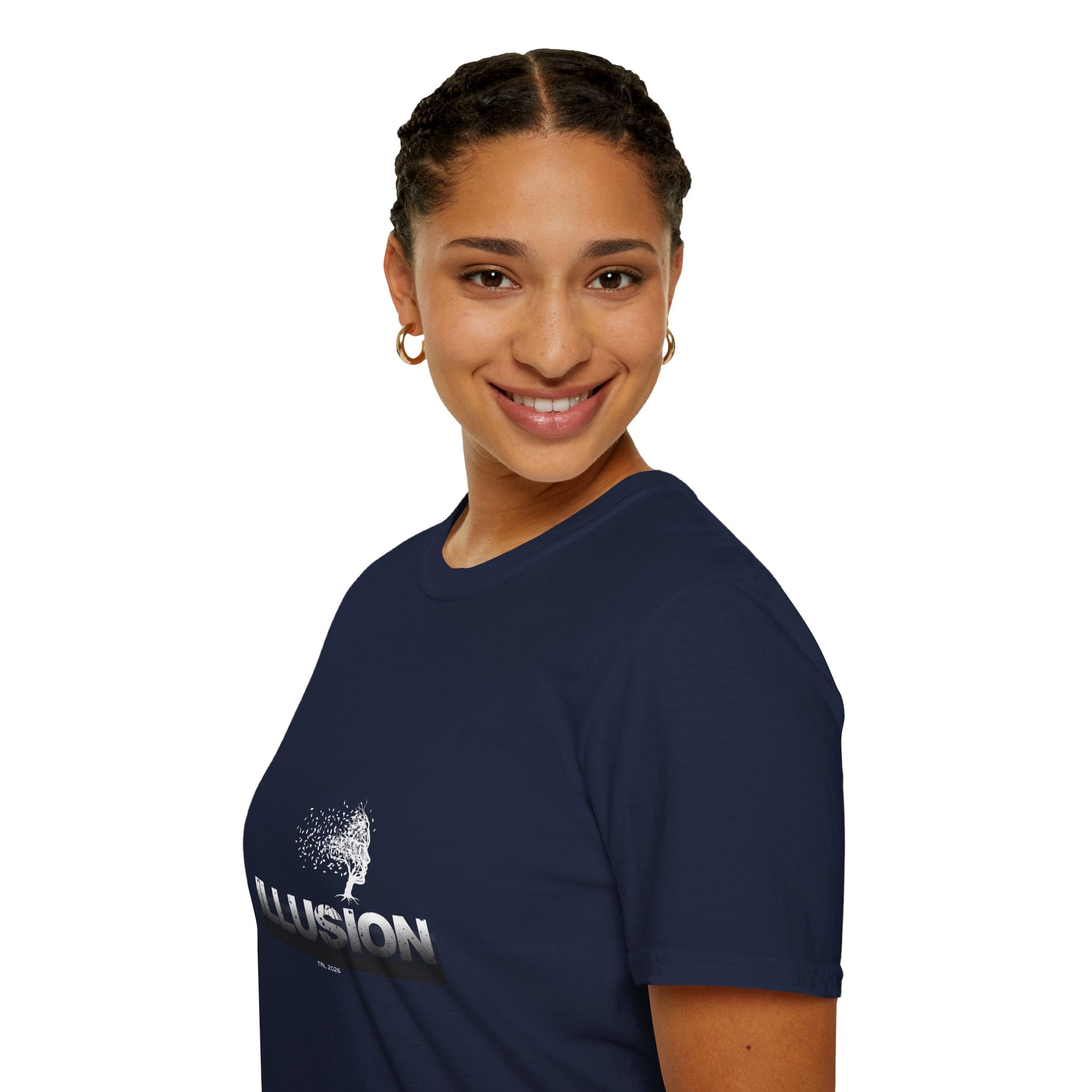 Illusion Tree Graphic T-Shirt — Surreal 'ILLUSION' Typography Tee