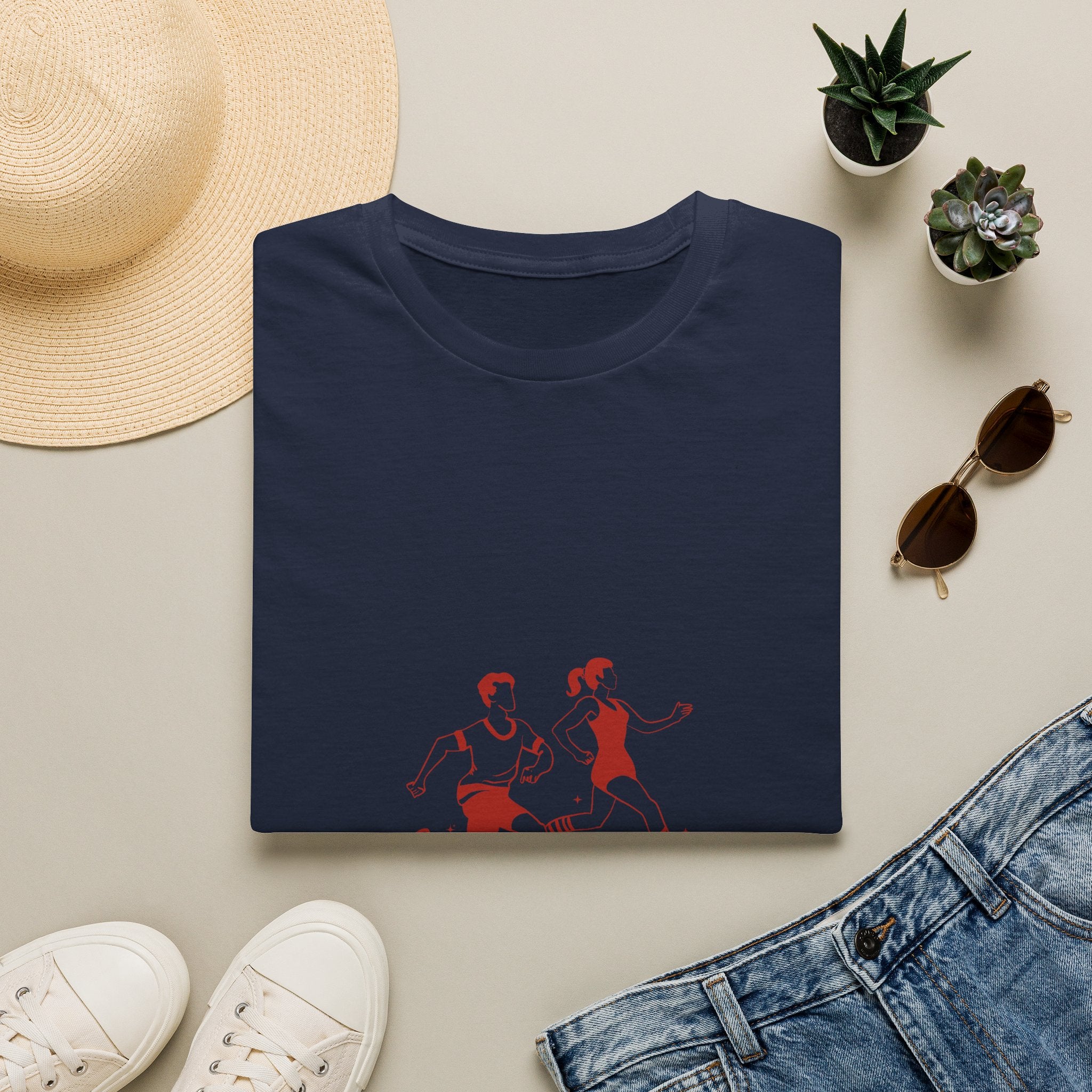 Runner Graphic Tee — Retro Couple Jogging Design