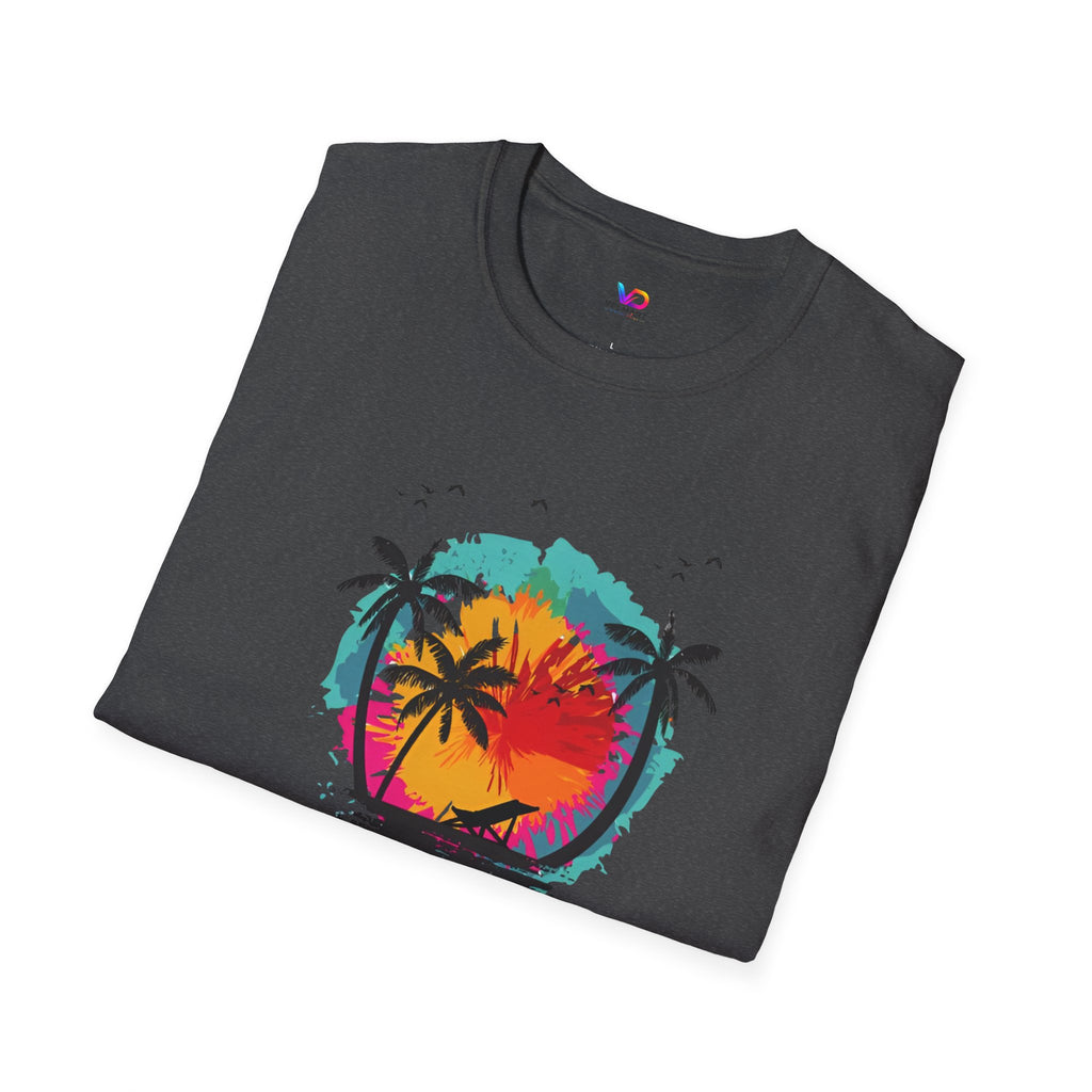 Summer Vibes T-Shirt — "Enjoy the Summer" Tropical Palm Sunset Tee