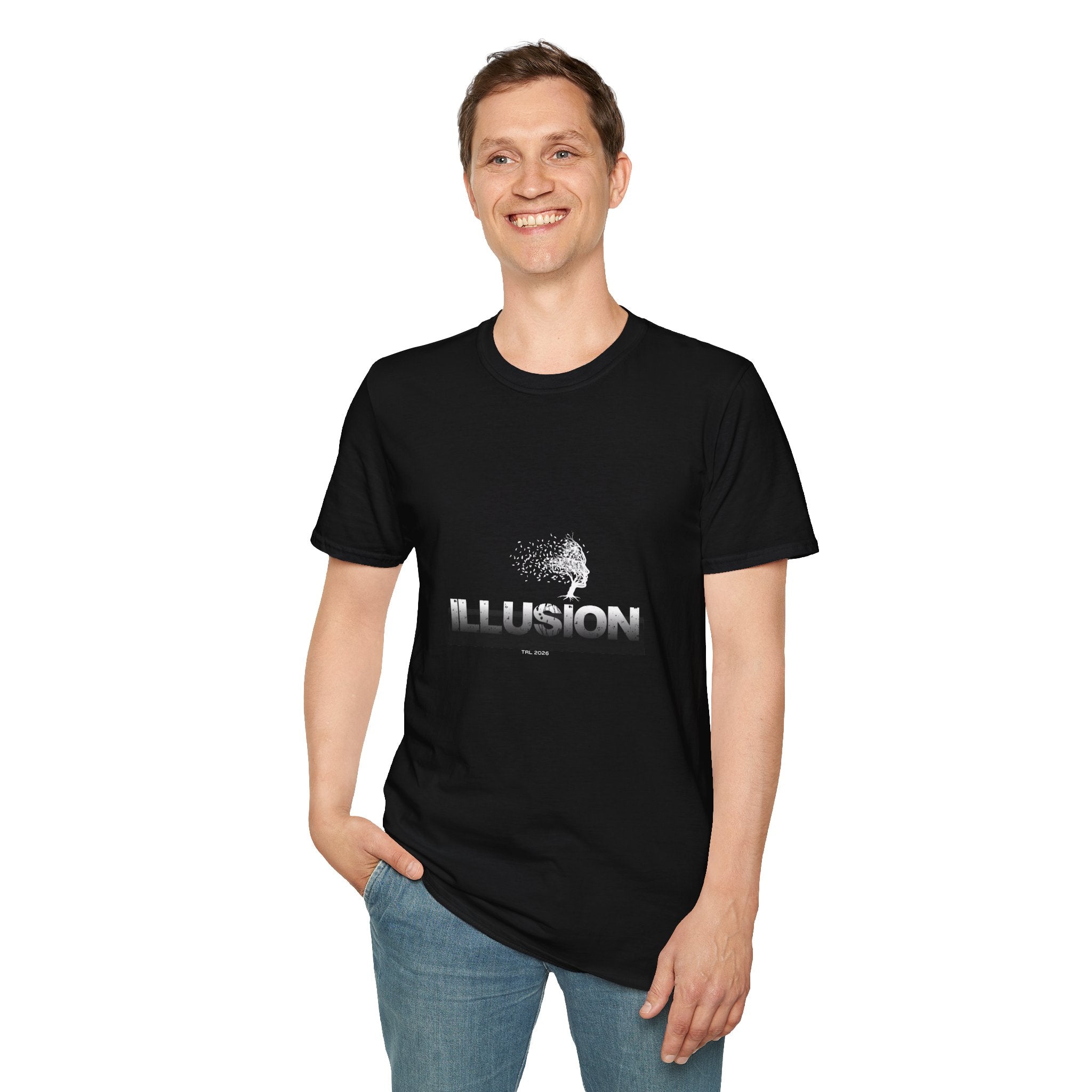 Illusion Tree Graphic T-Shirt — Surreal 'ILLUSION' Typography Tee
